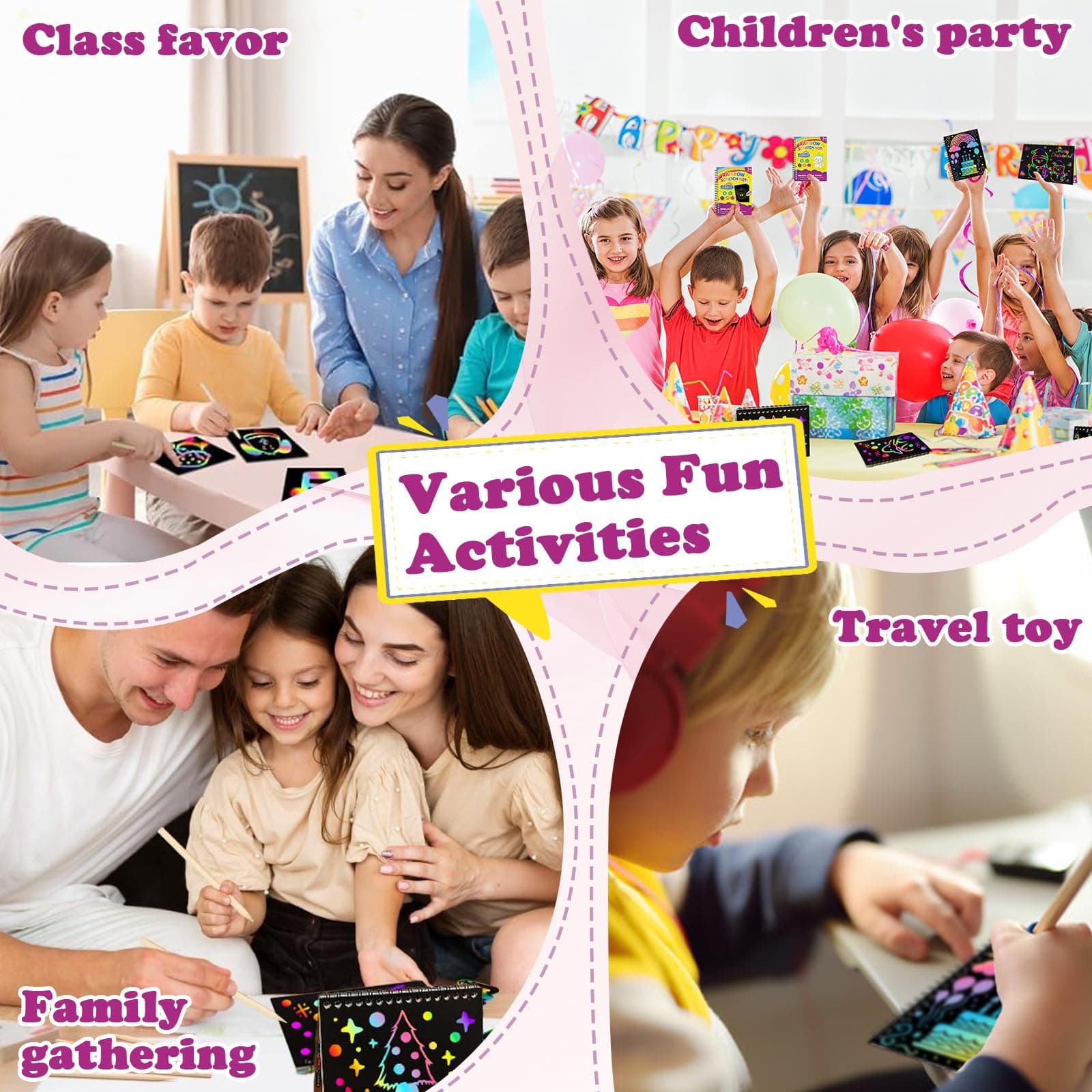 HXDOGSP Rainbow Scratch Art for Kids 36 Pack Art Crafts Notebook Party Favors Sc - Thumbnail 9