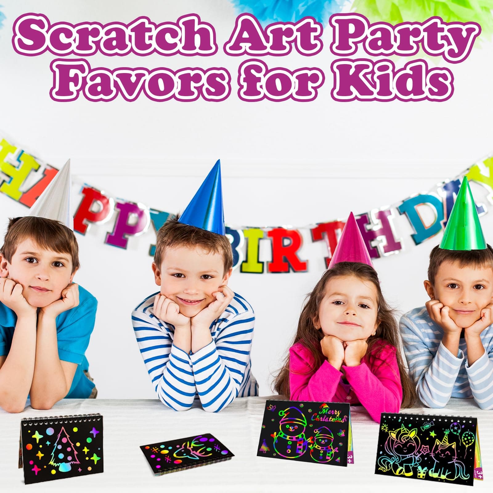 HXDOGSP Rainbow Scratch Art for Kids 36 Pack Art Crafts Notebook Party Favors Sc - Thumbnail 7