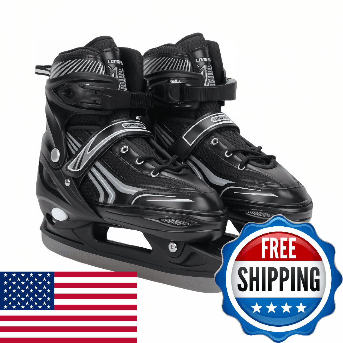 Ice Skates,Hockey Skates,Skates with Adjustable 4 Sizes for Boys Girls Youth Men - Image 1