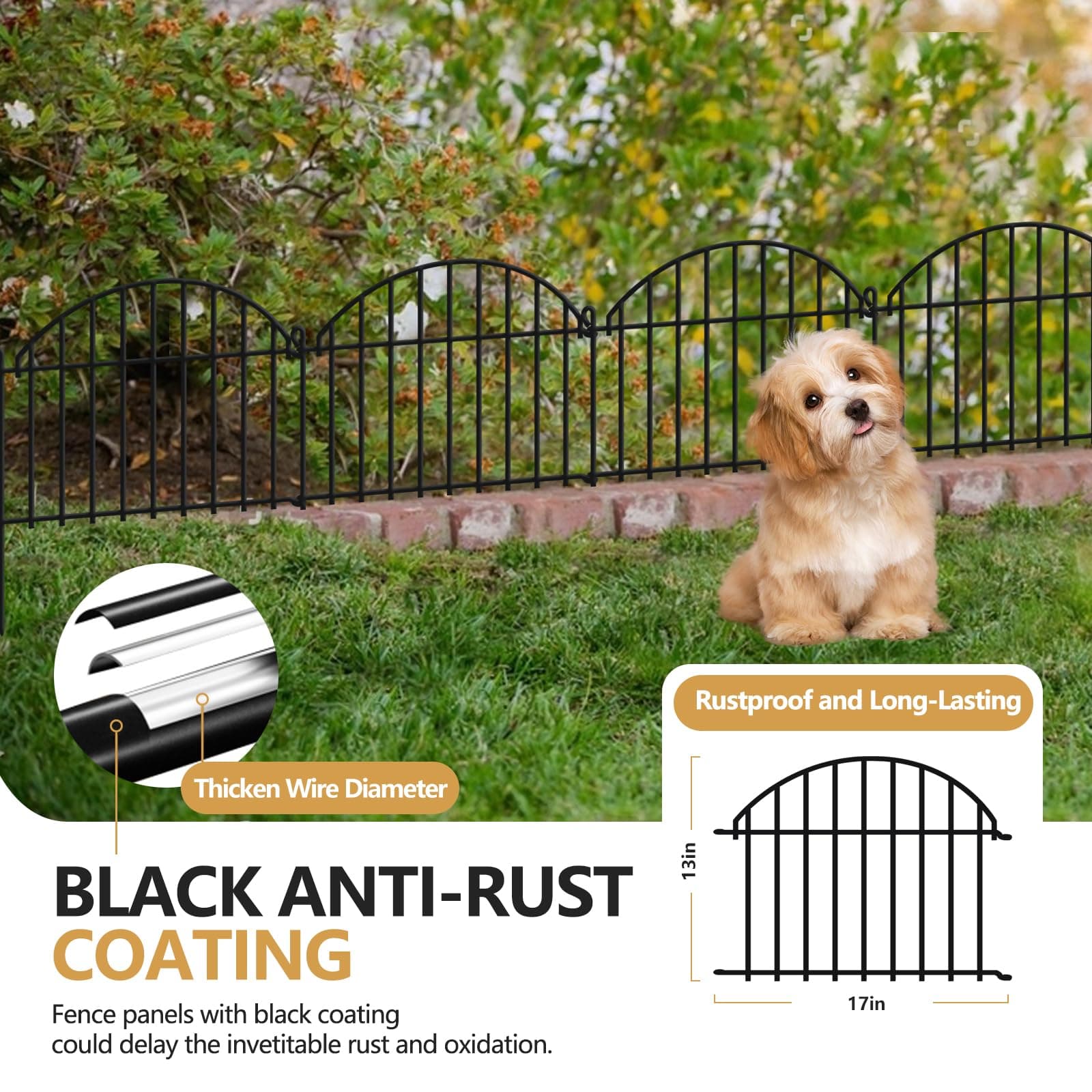 21.25ft x 20in Animal Barrier Fence 15 Panels Garden Fencing for Dogs Rabbit Rus - Thumbnail 5