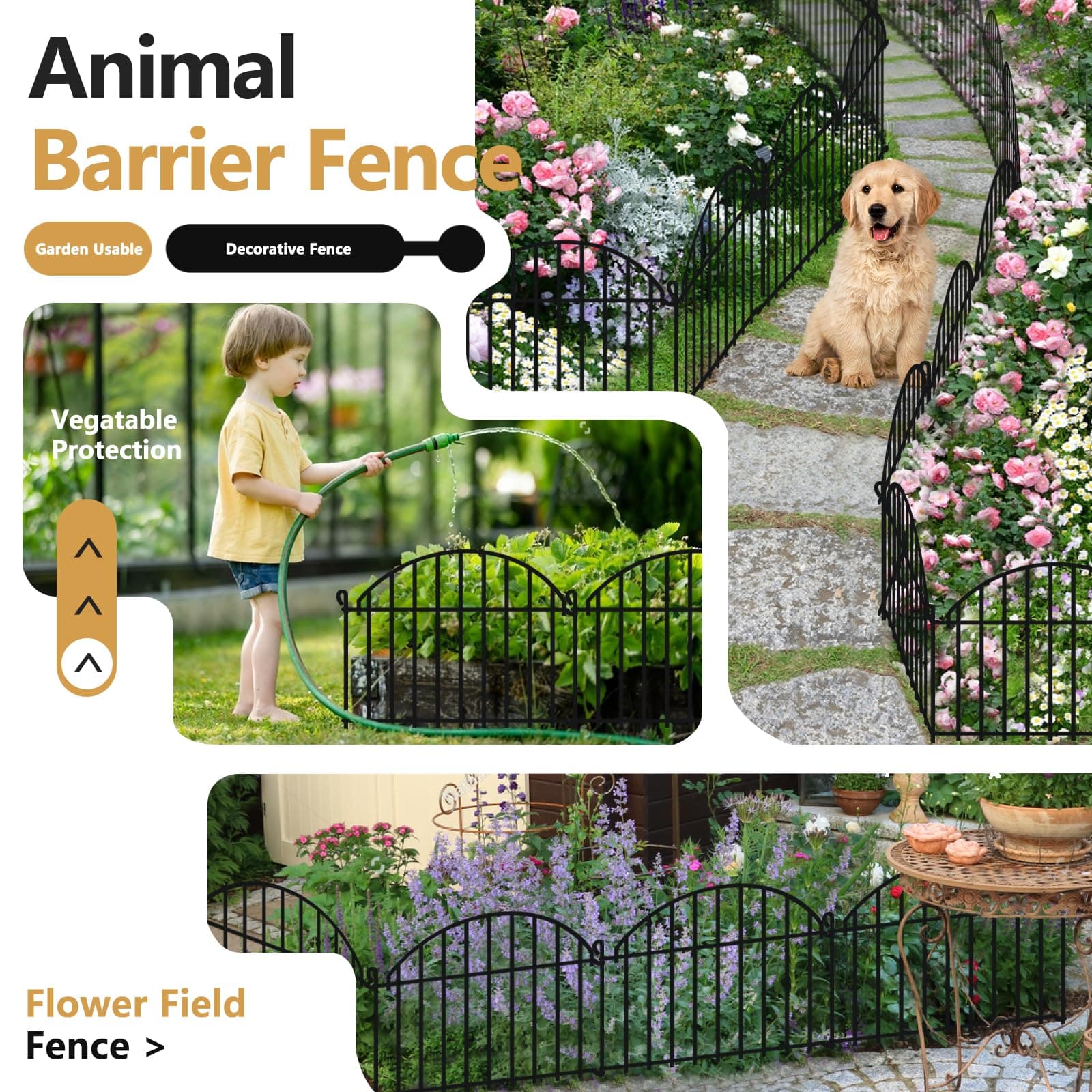 21.25ft x 20in Animal Barrier Fence 15 Panels Garden Fencing for Dogs Rabbit Rus - Thumbnail 6