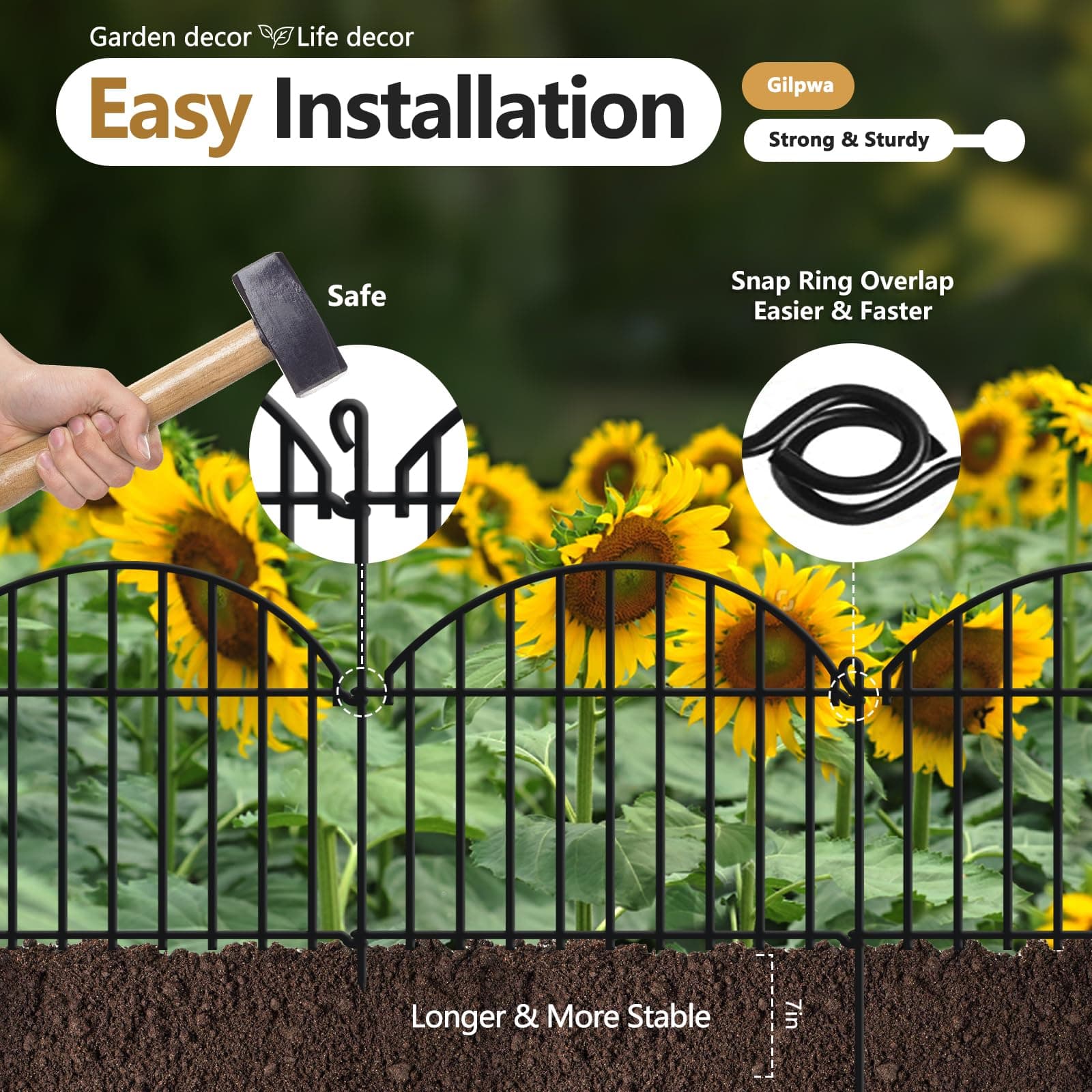 21.25ft x 20in Animal Barrier Fence 15 Panels Garden Fencing for Dogs Rabbit Rus - Thumbnail 4