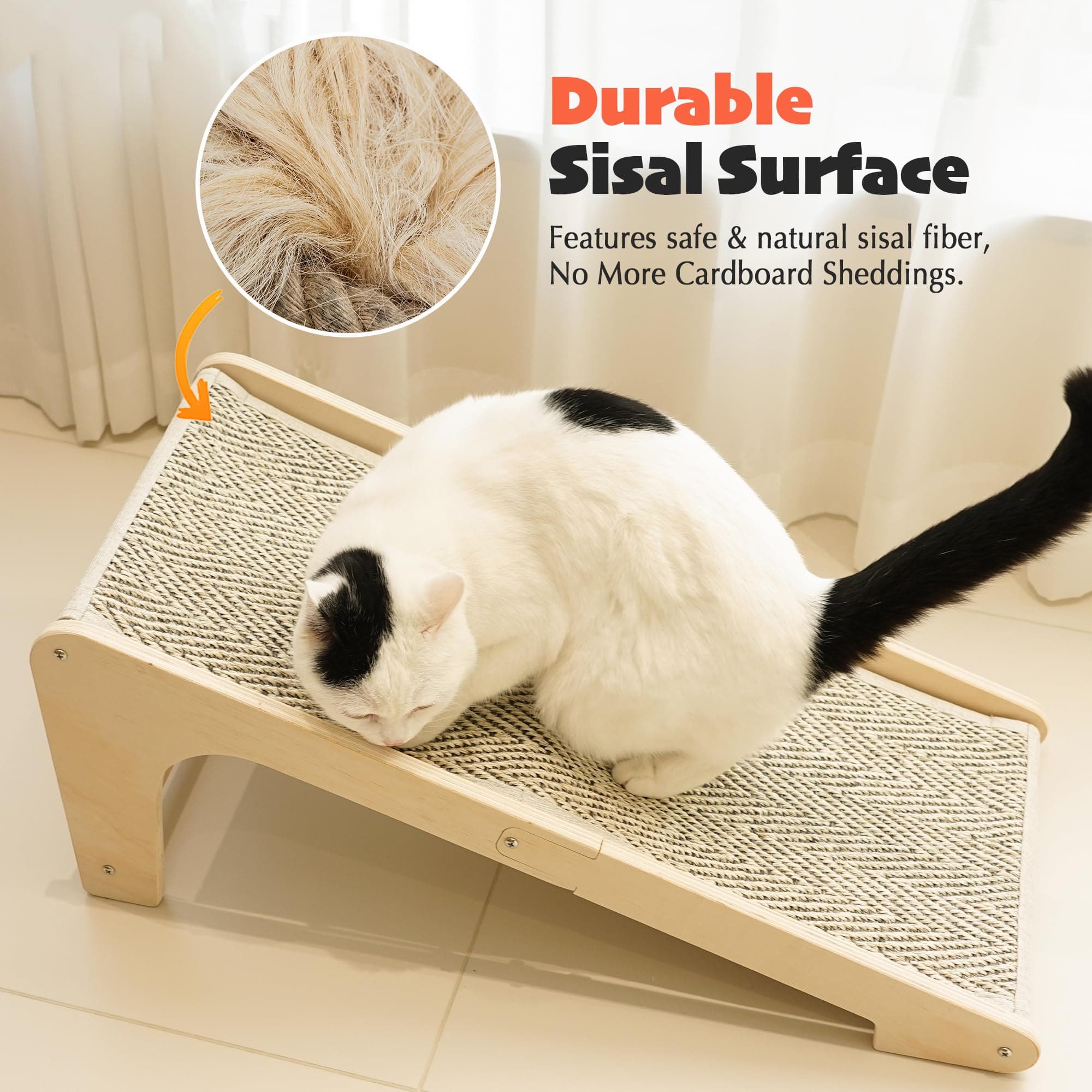 PETKARAY Sisal Cat Scratcher Ramp, L Shaped Scratching Post and Scratch Pad for - Thumbnail 3
