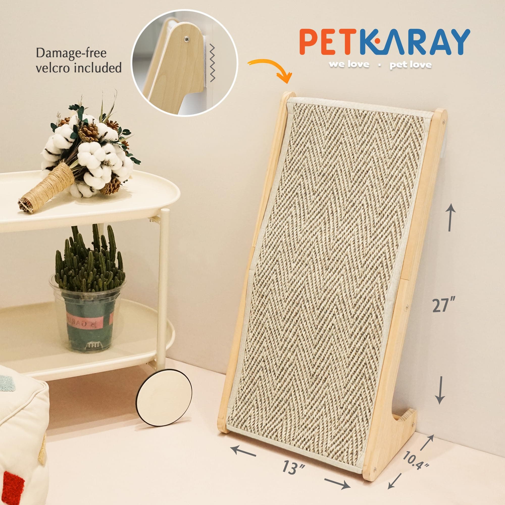PETKARAY Sisal Cat Scratcher Ramp, L Shaped Scratching Post and Scratch Pad for - Thumbnail 7