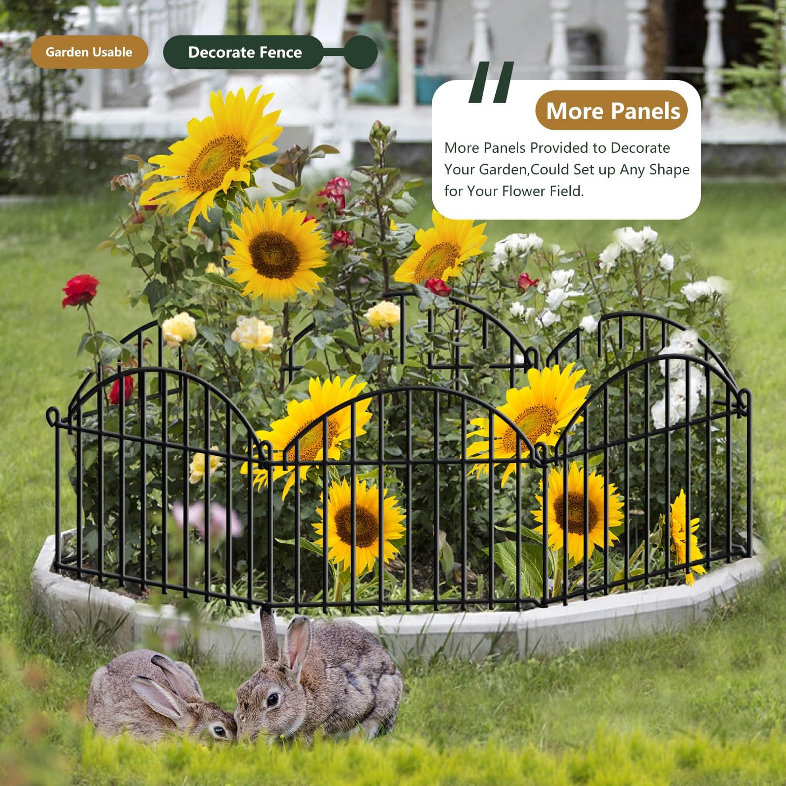 21.25ft x 20in Animal Barrier Fence 15 Panels Garden Fencing for Dogs Rabbit Rus - Thumbnail 3