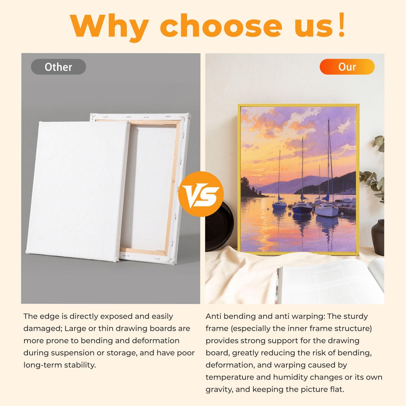 Large Framed Canvas Blank 16x20 - DIY Painting Art with Sturdy Wooden Frame, Mod - Thumbnail 4