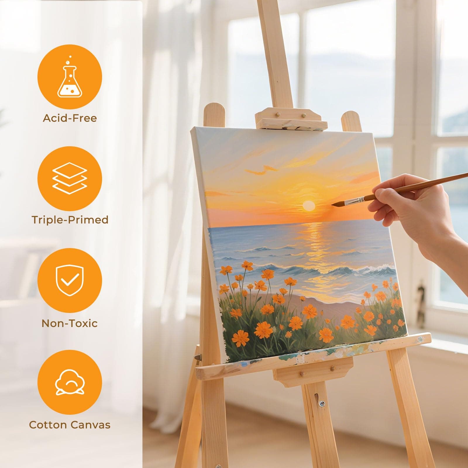 Large Framed Canvas Blank 16x20 - DIY Painting Art with Sturdy Wooden Frame, Mod - Thumbnail 5