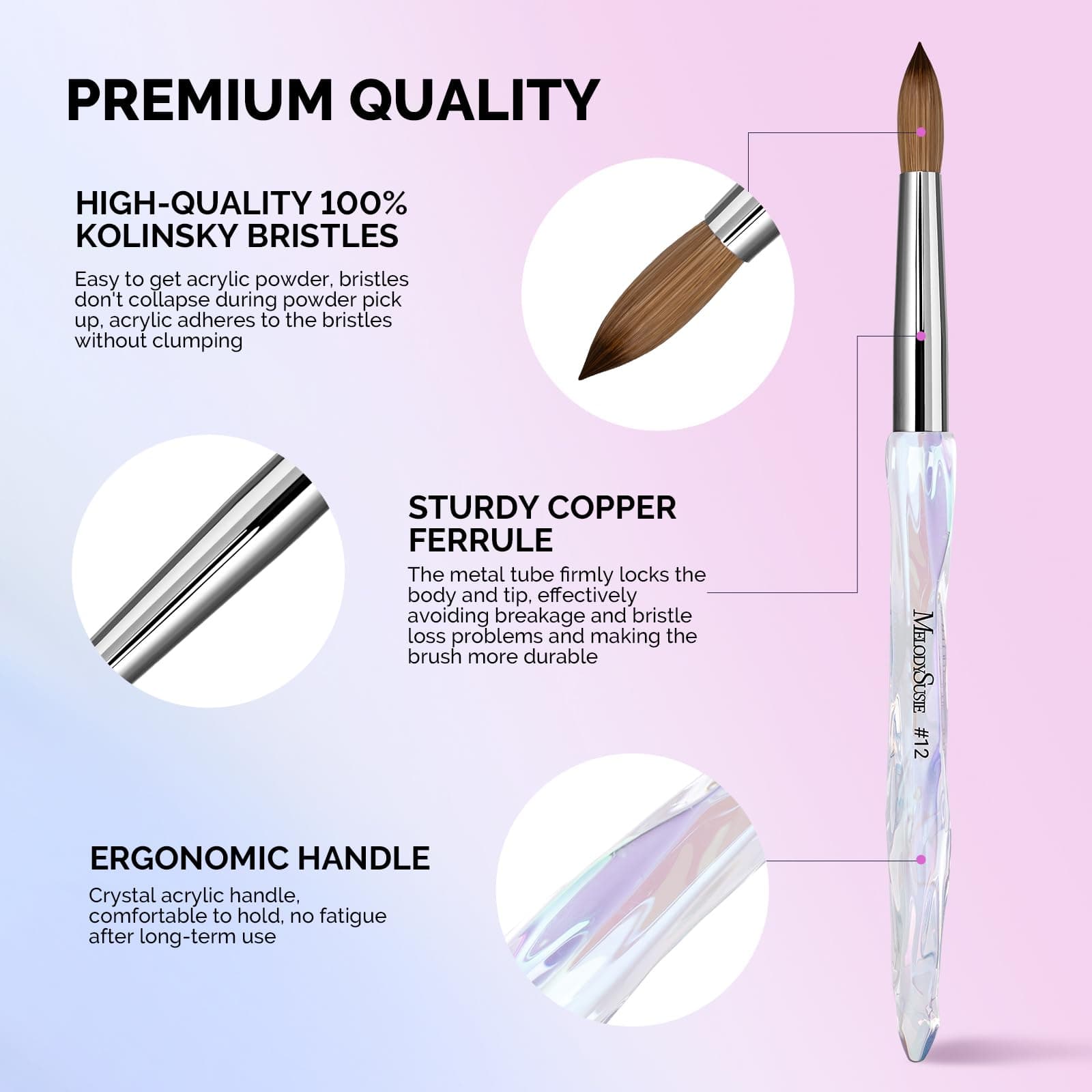 MelodySusie Kolinsky Acrylic Nail Brush, 100% Pure Kolinsky Hair, Professional N - Thumbnail 3
