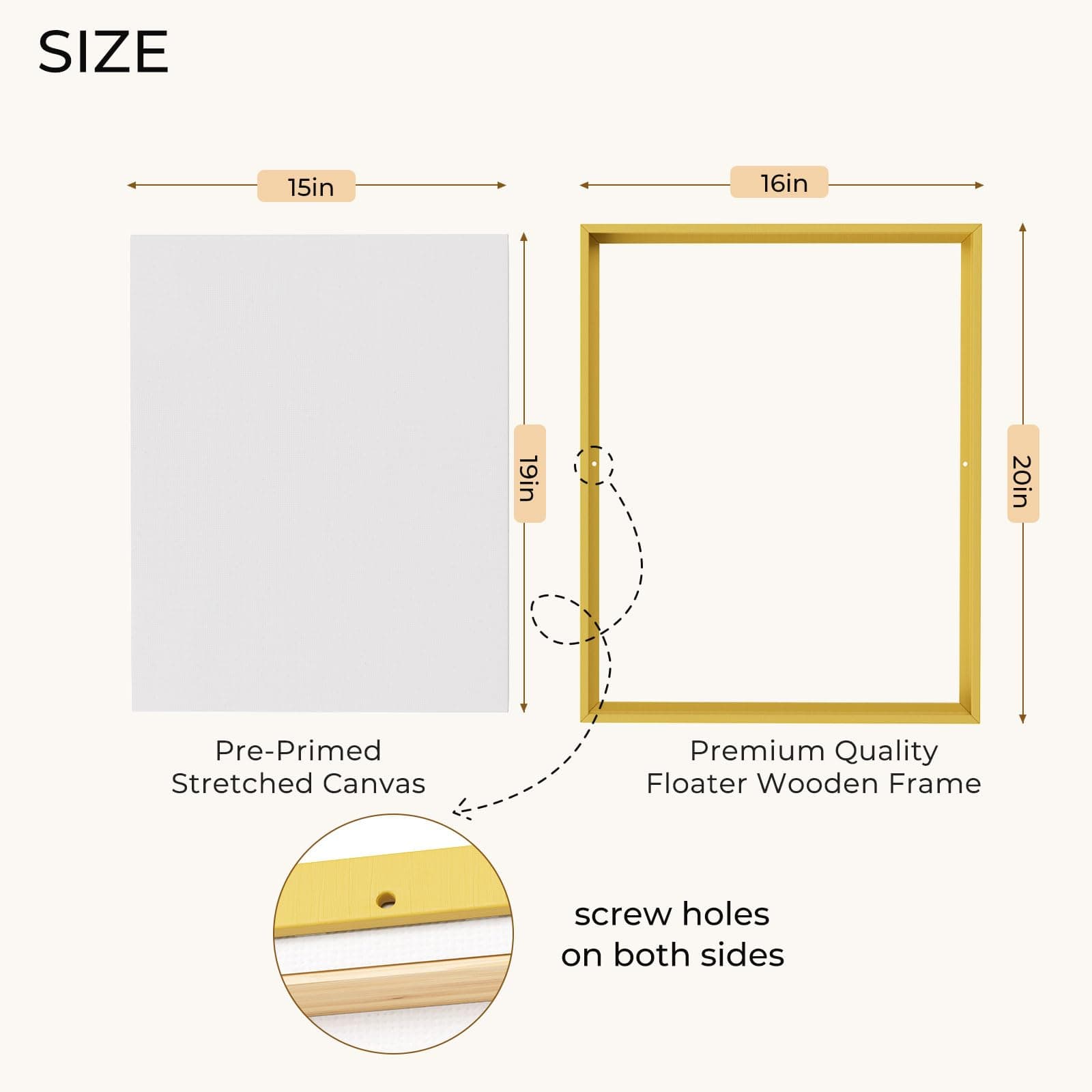Large Framed Canvas Blank 16x20 - DIY Painting Art with Sturdy Wooden Frame, Mod - Thumbnail 2