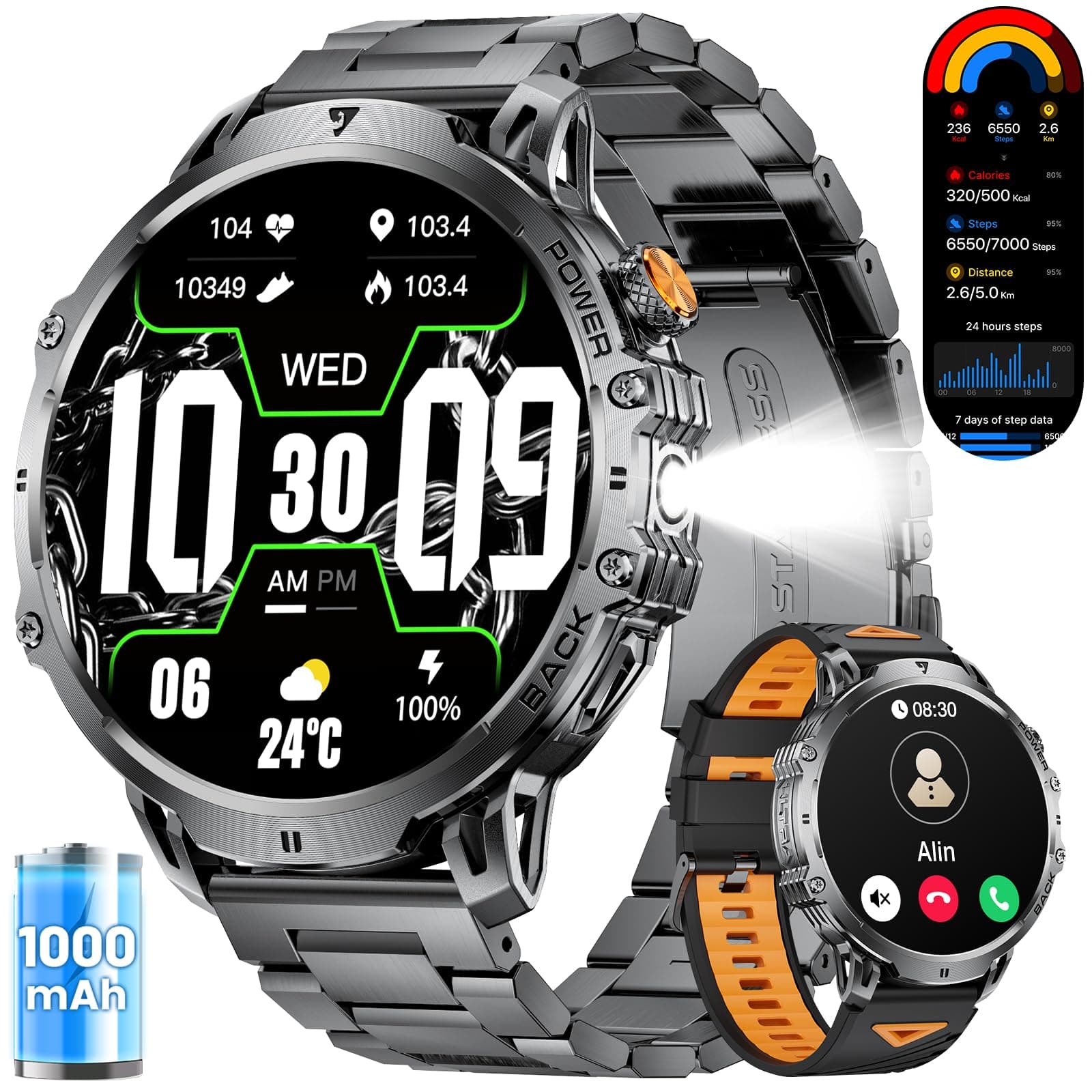 LIGE Smart Watches for Men with 50+Days Standby(1000mAh)/1.85" HD AMOLED Large S - Image 1