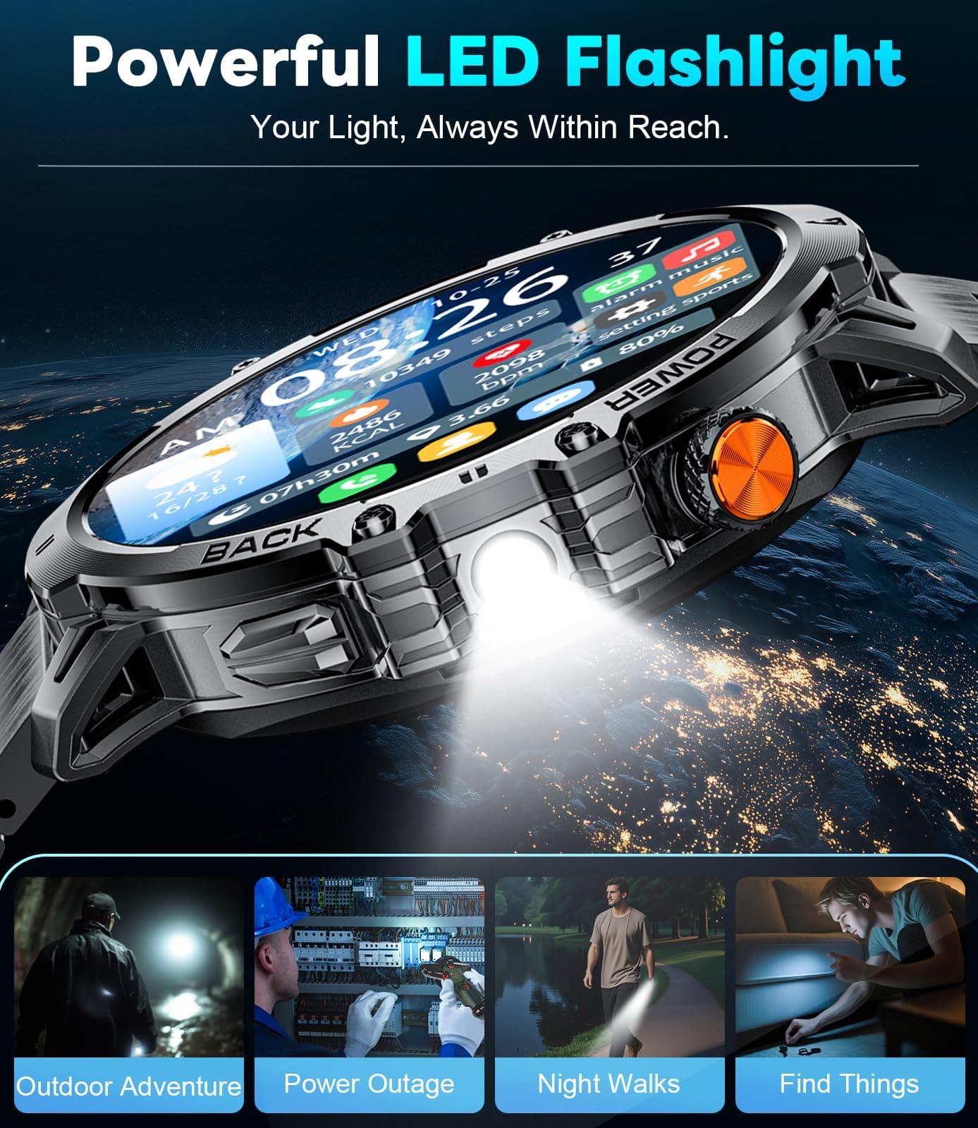 LIGE Smart Watches for Men with 50+Days Standby(1000mAh)/1.85" HD AMOLED Large S - Thumbnail 8