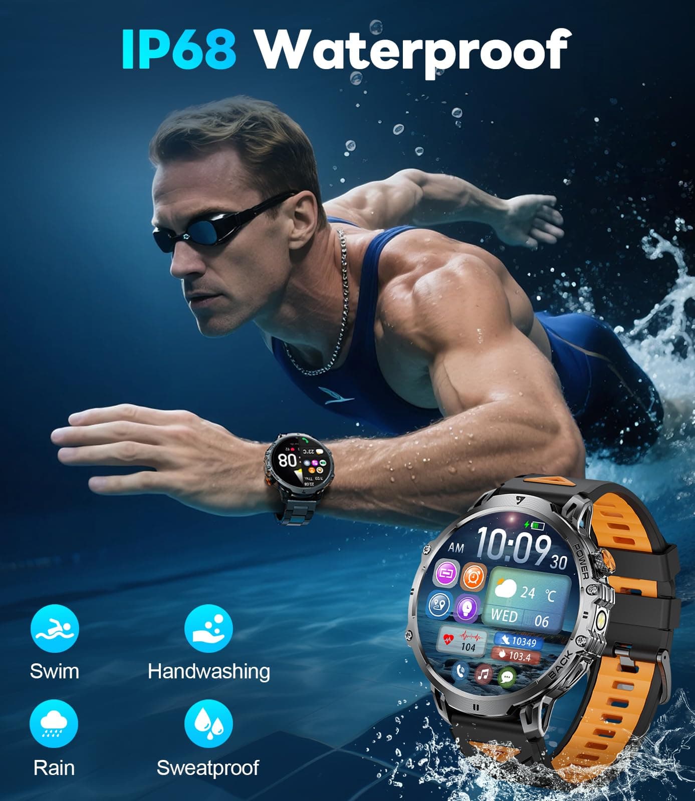 LIGE Smart Watches for Men with 50+Days Standby(1000mAh)/1.85" HD AMOLED Large S - Thumbnail 9