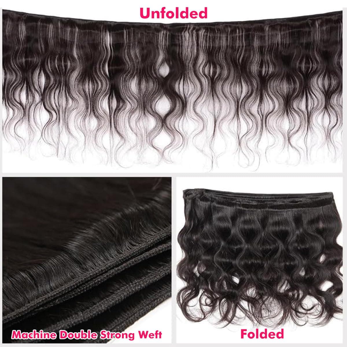 Human Hair Bundles Body Wave 8 10 12 14 Inch 100% Unprocessed Brazilian Body Wav - Thumbnail 4