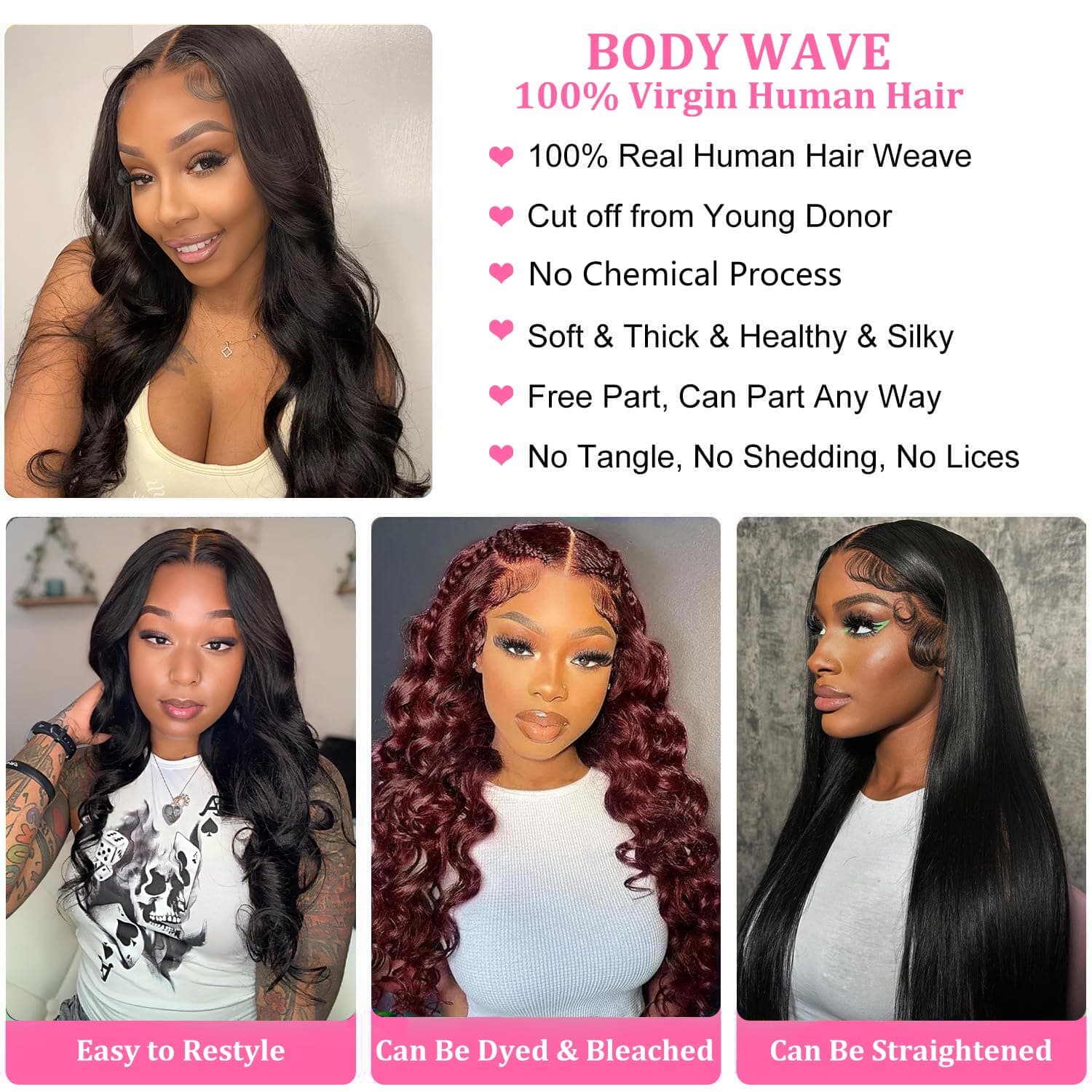 Human Hair Bundles Body Wave 8 10 12 14 Inch 100% Unprocessed Brazilian Body Wav - Thumbnail 5