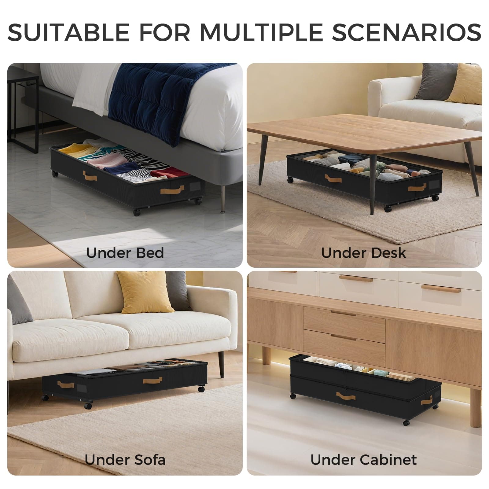 BETBEM Under Bed Storage with Wheels 2-Pack, 75L XXL Under the Bed Storage Conta - Thumbnail 7
