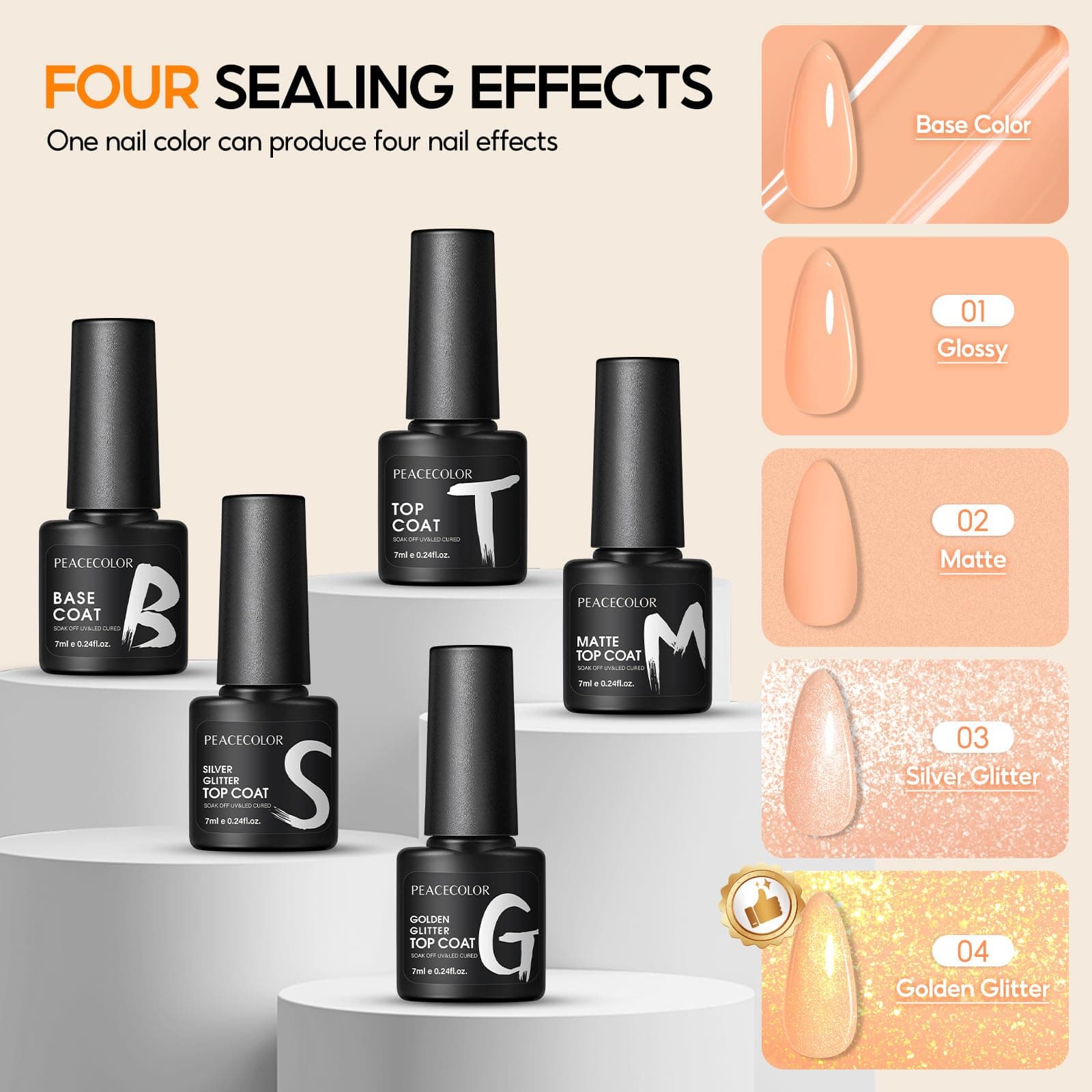 PEACECOLOR 60PCs Gel Nail Polish Set 55 Colors Gel Polish Kit with Glossy/Matte/ - Thumbnail 8