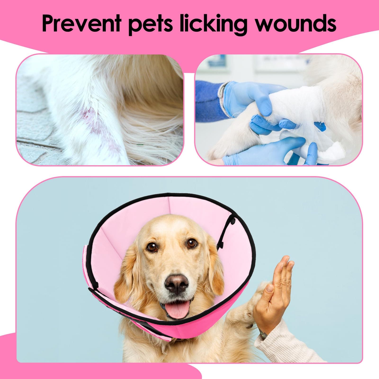 Preferhouse Dog Recovery Collar Cone for Medium Dogs, Adjustable Dog Cone Altern - Thumbnail 6