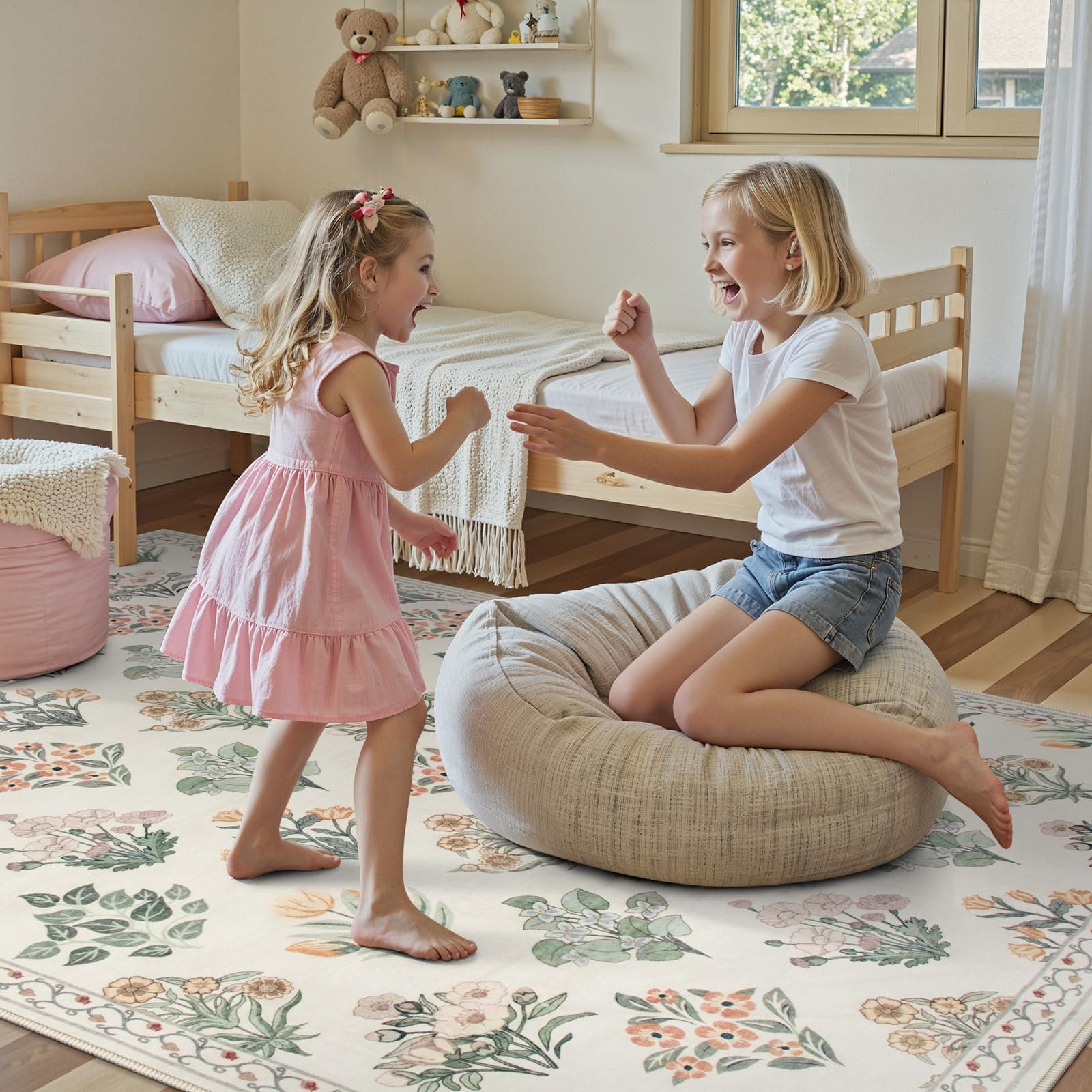 Wonnitar 5x7 Rug for Bedroom Decor, Washable Nursery Rug for Baby, Neutral Ultra - Thumbnail 2