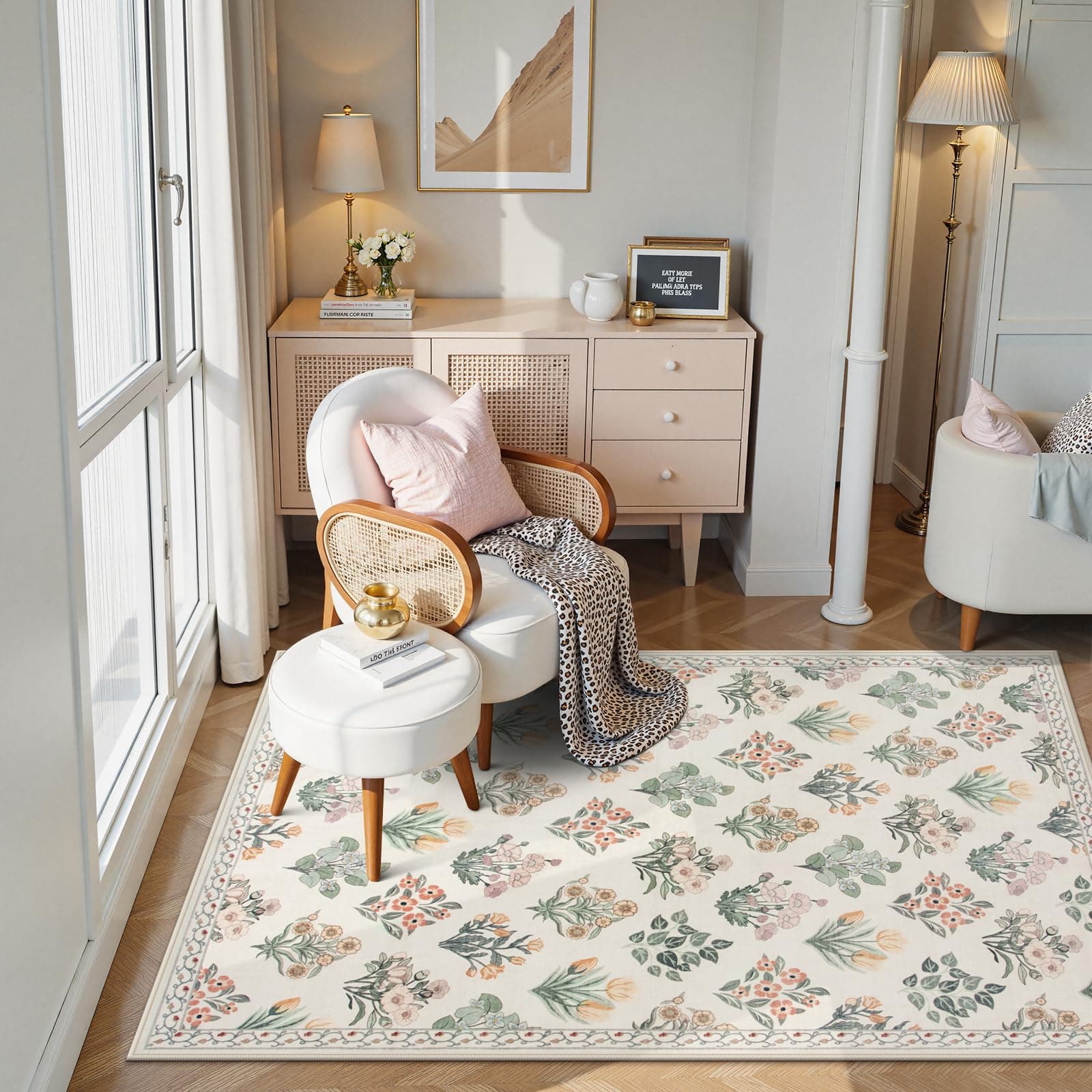 Wonnitar 5x7 Rug for Bedroom Decor, Washable Nursery Rug for Baby, Neutral Ultra - Thumbnail 3