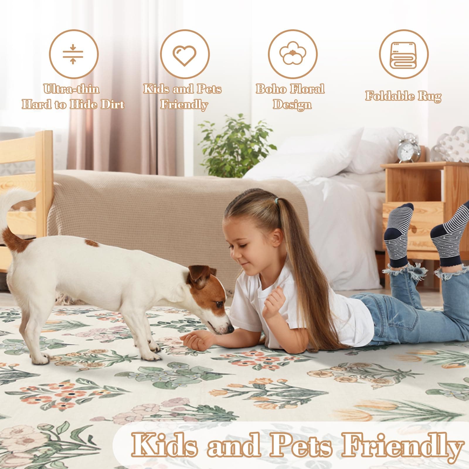 Wonnitar 5x7 Rug for Bedroom Decor, Washable Nursery Rug for Baby, Neutral Ultra - Thumbnail 5