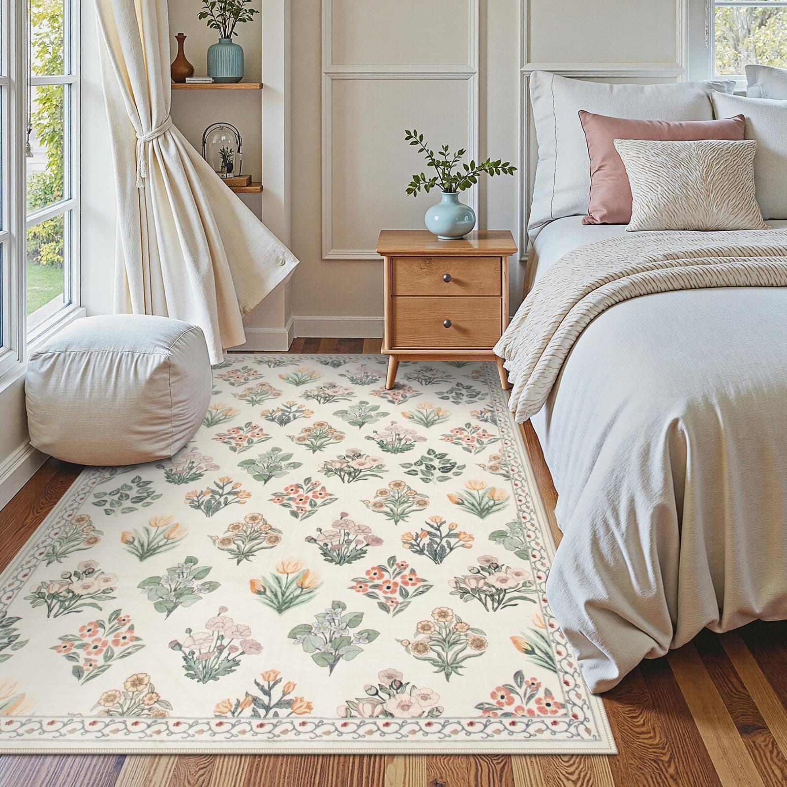 Wonnitar 5x7 Rug for Bedroom Decor, Washable Nursery Rug for Baby, Neutral Ultra - Thumbnail 7