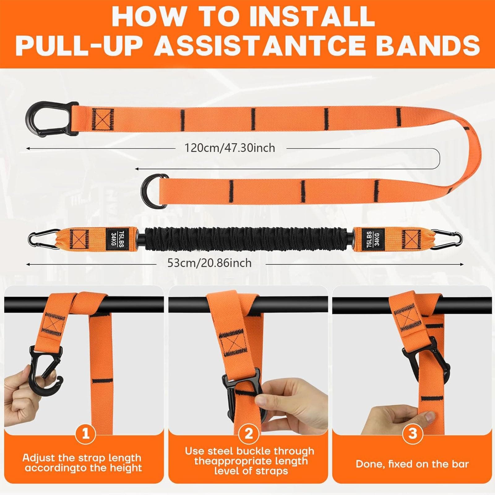 Adjustable Heavy Duty Pull Up Assist Bands Resistance Workout Bands for Men Wome - Thumbnail 5
