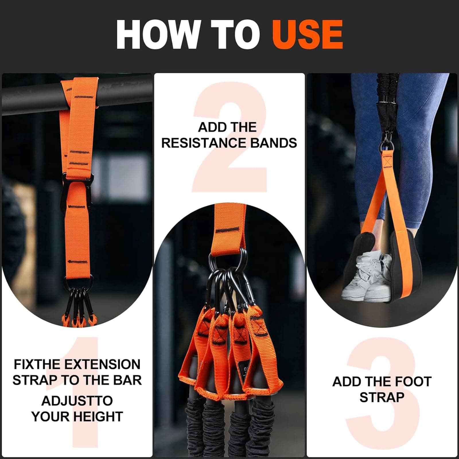 Adjustable Heavy Duty Pull Up Assist Bands Resistance Workout Bands for Men Wome - Thumbnail 4