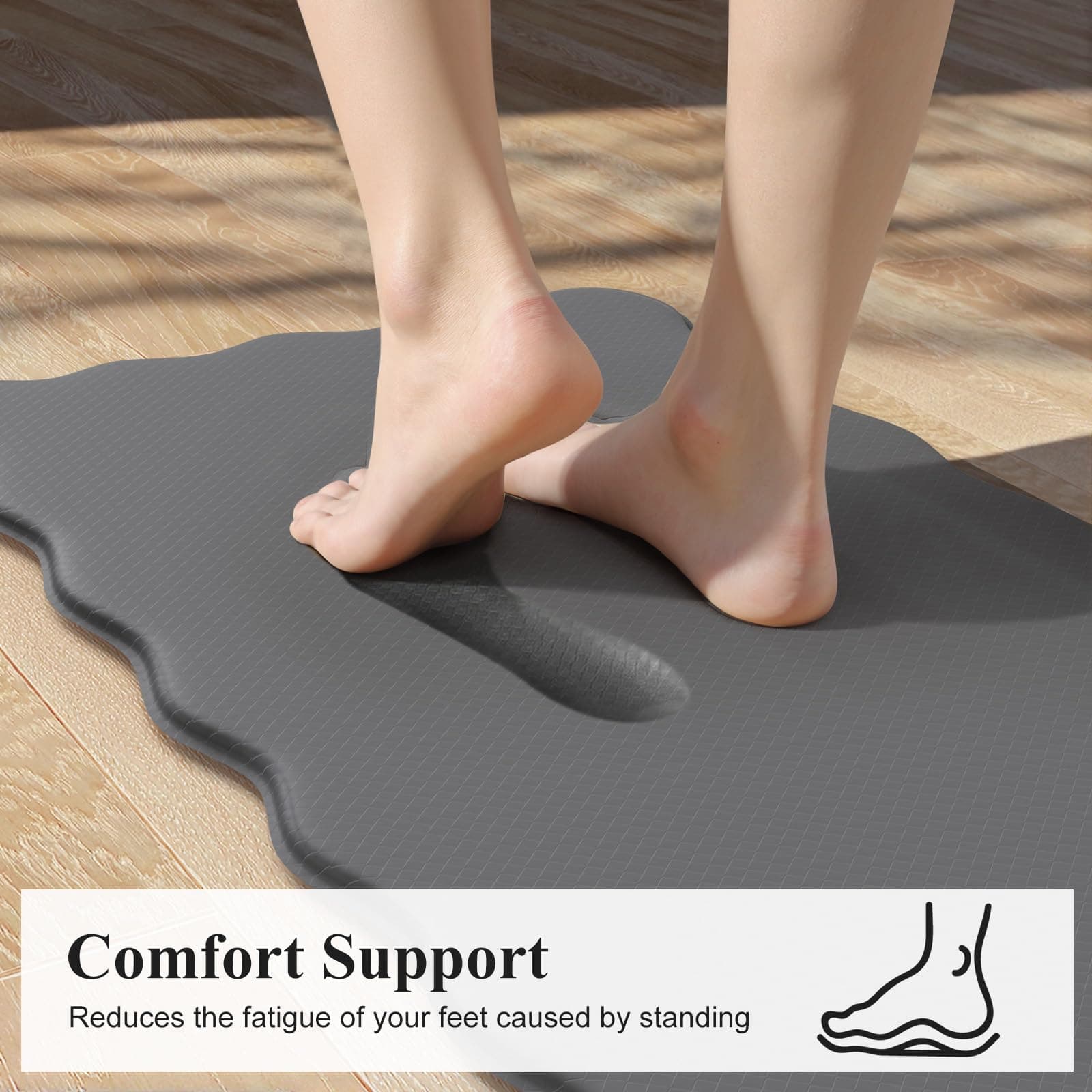 Kimode Anti Fatigue Kitchen Mats Sets of 2 Non Slip Cushioned Memory Foam Kitche - Thumbnail 2