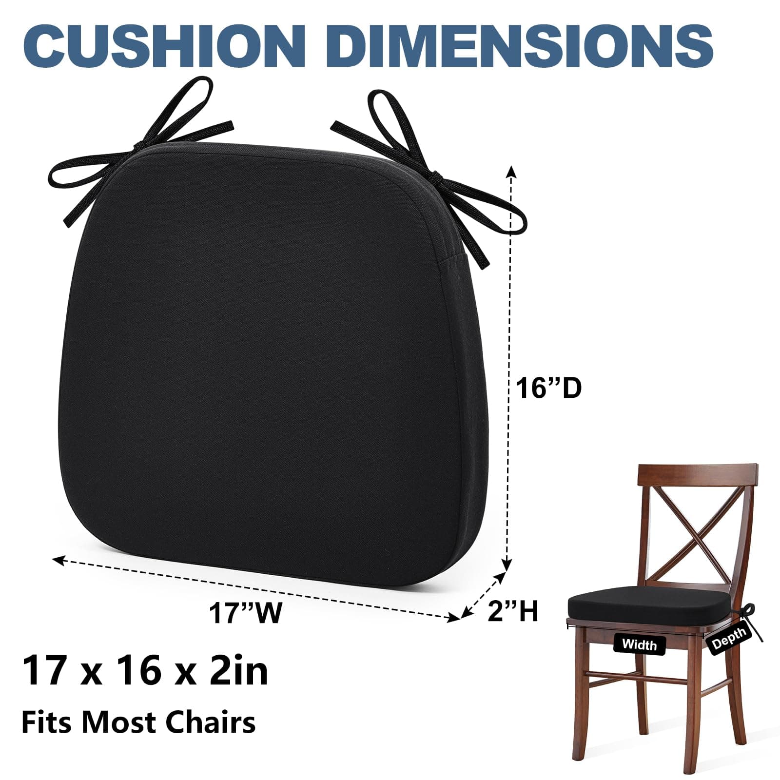 Shinnwa Chair Cushions for Dining Chairs 4 Pack, Non-Slip Kitchen Chair Cushions - Thumbnail 5