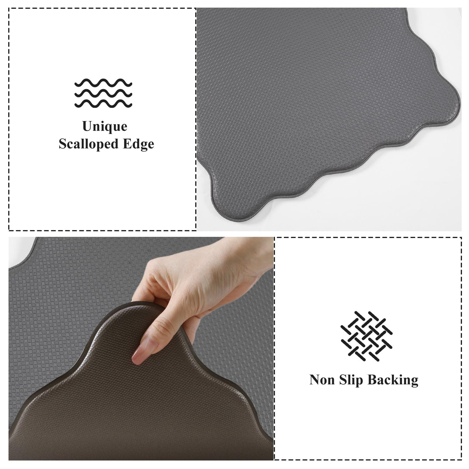 Kimode Anti Fatigue Kitchen Mats Sets of 2 Non Slip Cushioned Memory Foam Kitche - Thumbnail 4