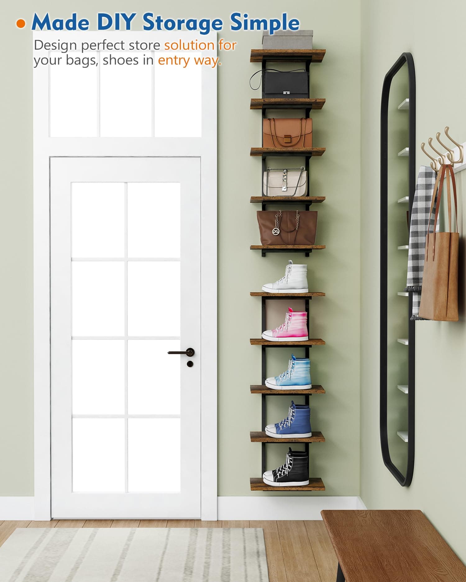 Harwaya 5 Tier Wall Bookshelf Unit for Bedroom Books, Large Floating Book Shelve - Thumbnail 4