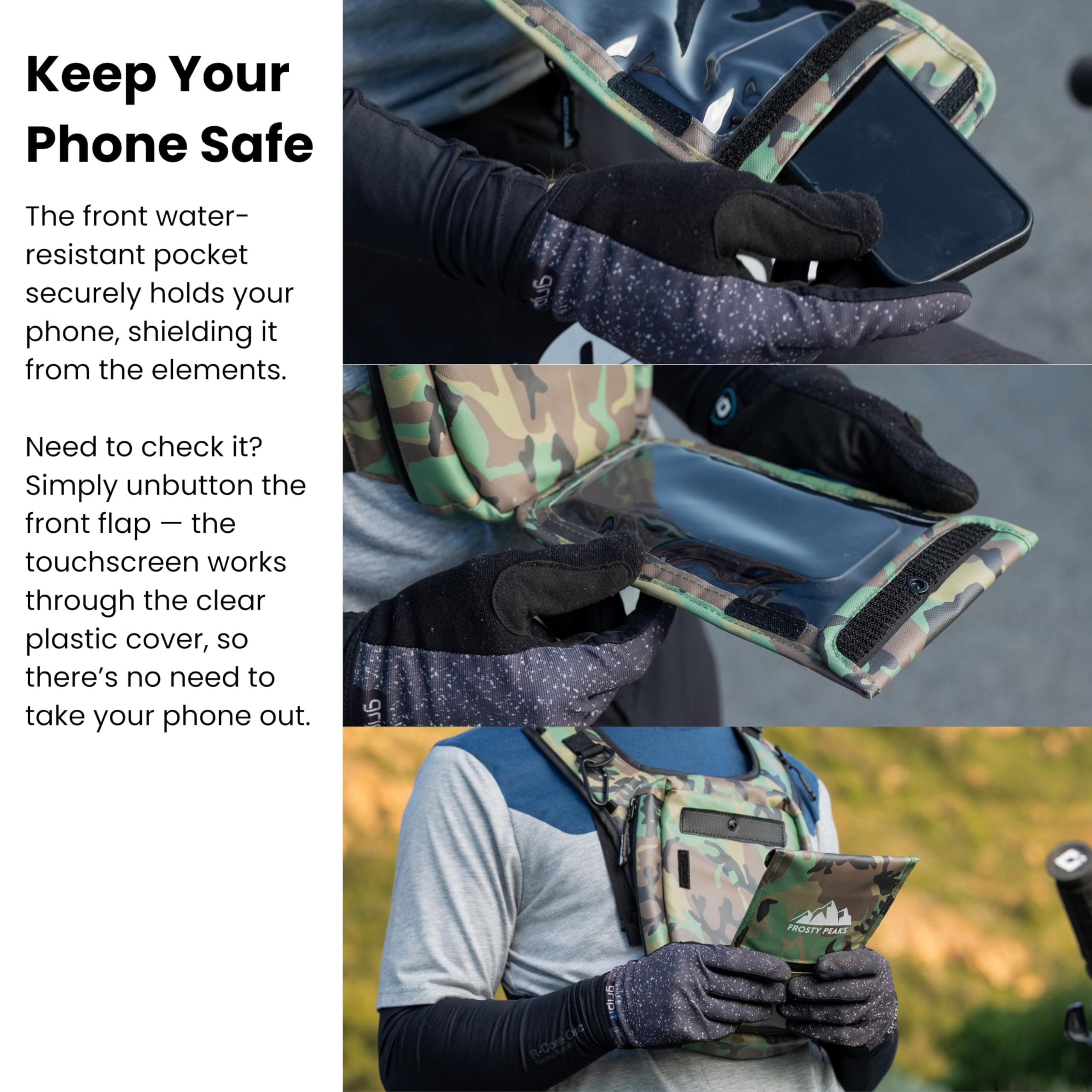 FROSTY PEAKS Minimalist outdoor Chest Pack with Easy-Access Phone Pouch Dual-Sid - Thumbnail 3