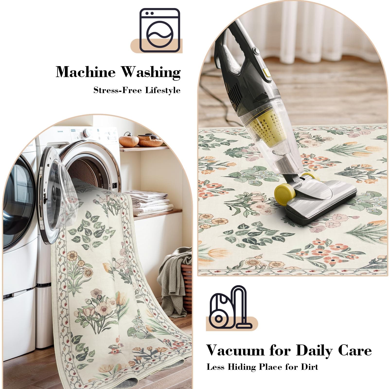 Wonnitar 5x7 Rug for Bedroom Decor, Washable Nursery Rug for Baby, Neutral Ultra - Thumbnail 6