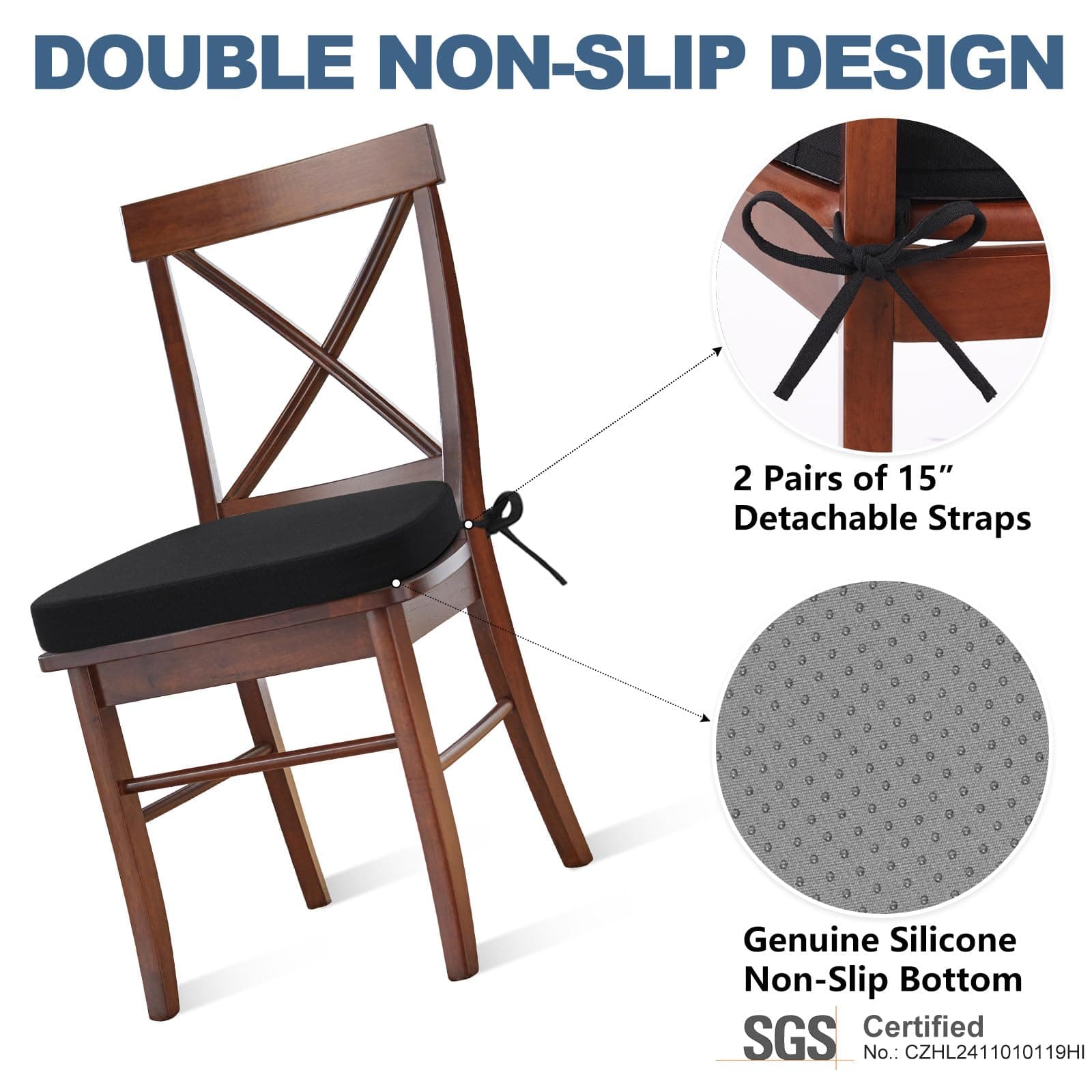 Shinnwa Chair Cushions for Dining Chairs 4 Pack, Non-Slip Kitchen Chair Cushions - Thumbnail 6
