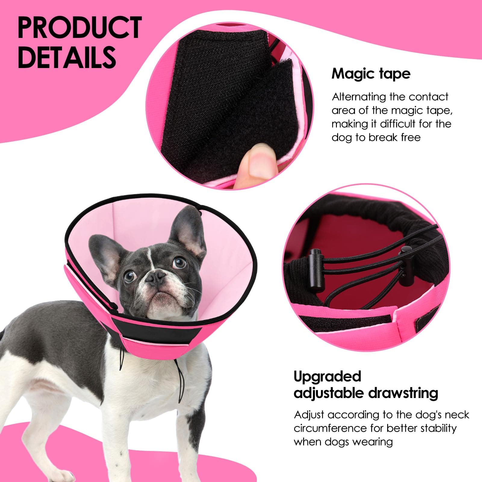 Preferhouse Dog Recovery Collar Cone for Medium Dogs, Adjustable Dog Cone Altern - Thumbnail 2