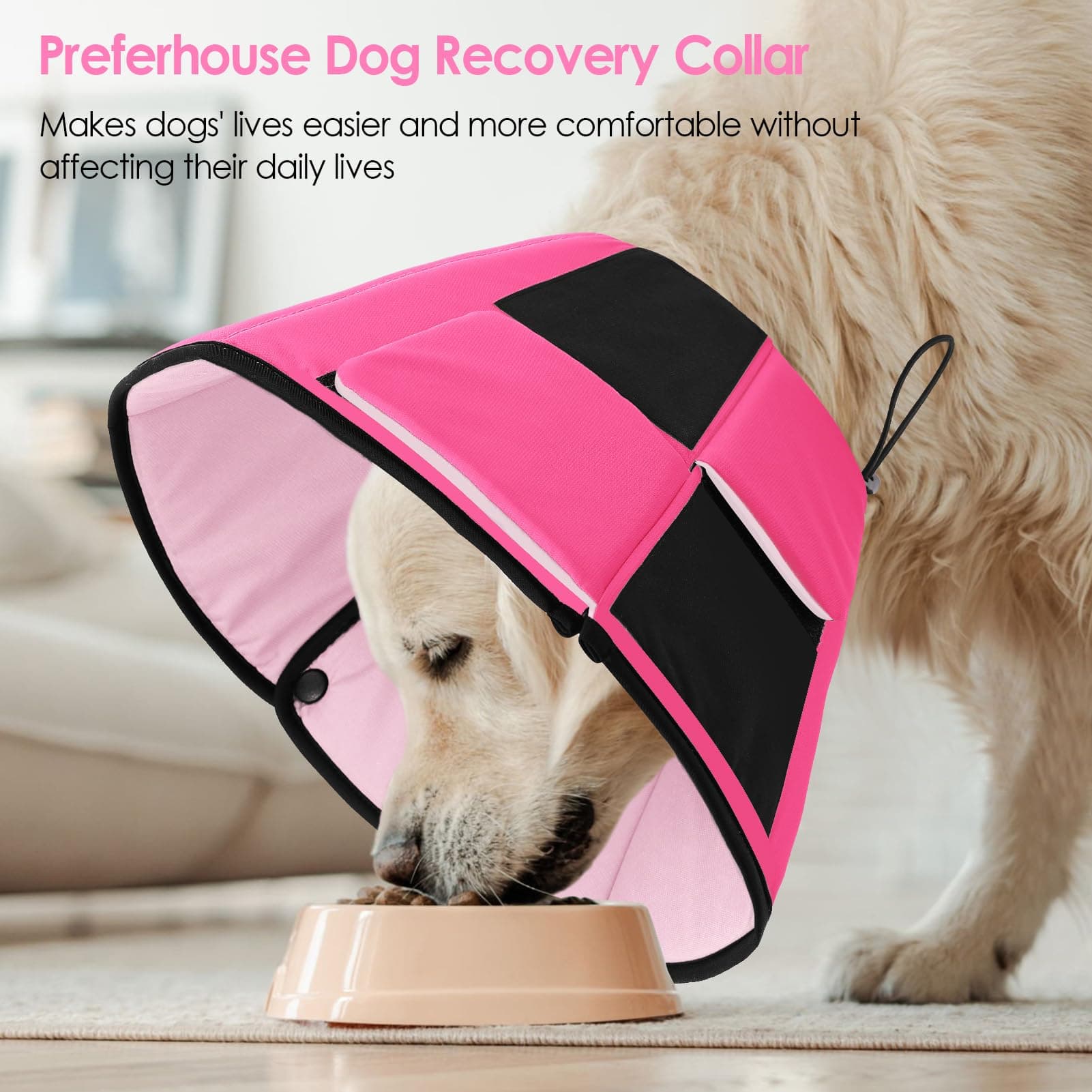 Preferhouse Dog Recovery Collar Cone for Medium Dogs, Adjustable Dog Cone Altern - Thumbnail 5