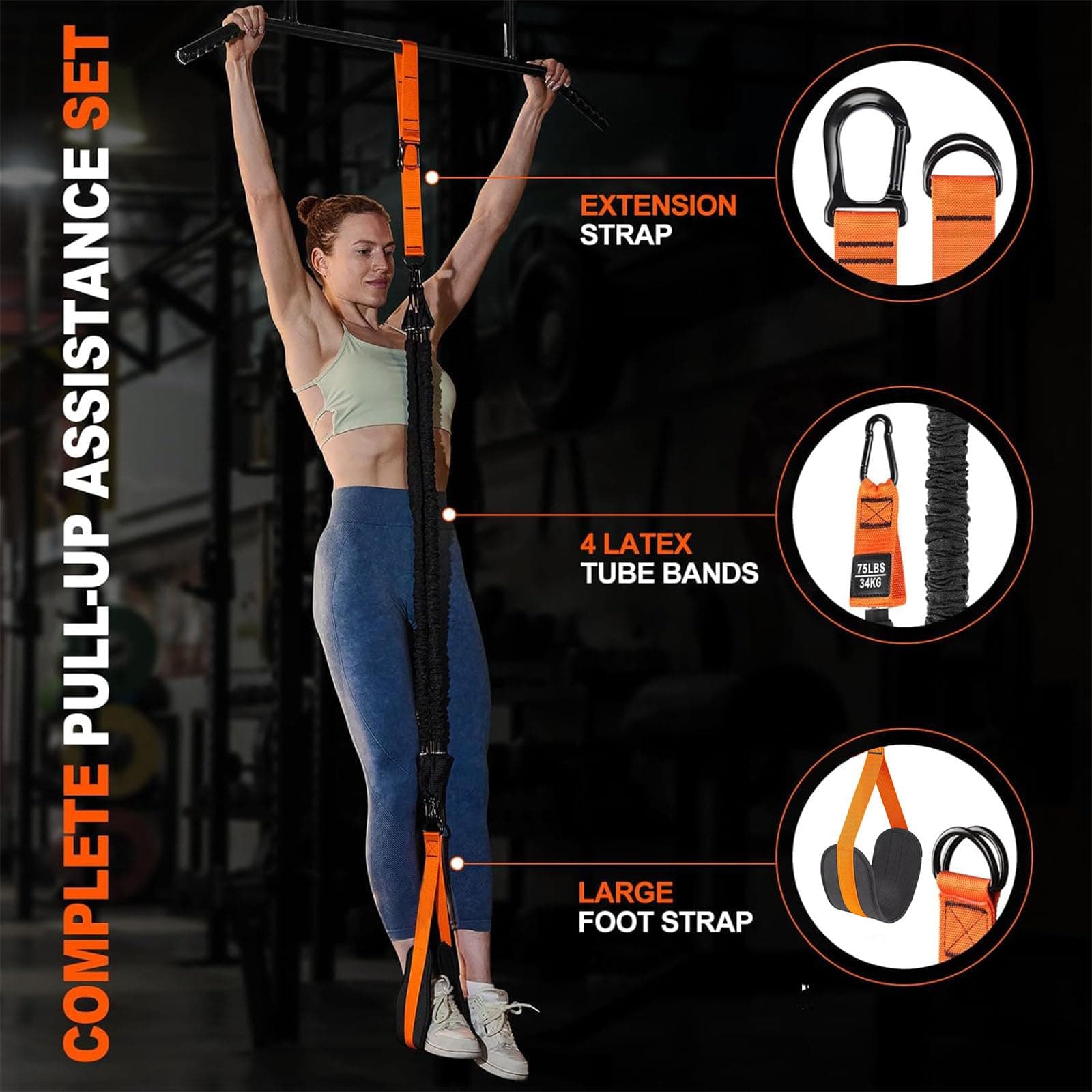 Adjustable Heavy Duty Pull Up Assist Bands Resistance Workout Bands for Men Wome - Thumbnail 8
