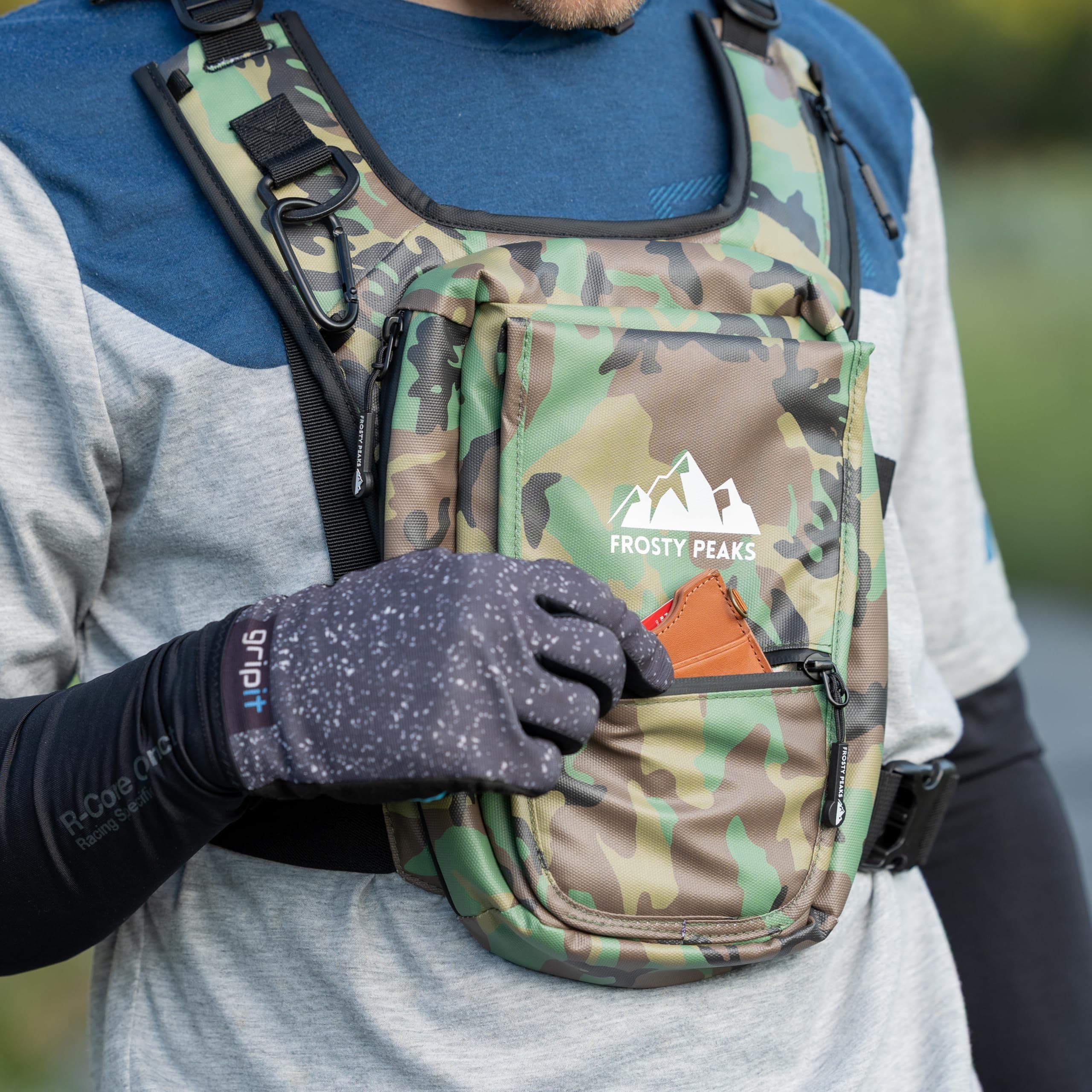 FROSTY PEAKS Minimalist outdoor Chest Pack with Easy-Access Phone Pouch Dual-Sid - Thumbnail 7