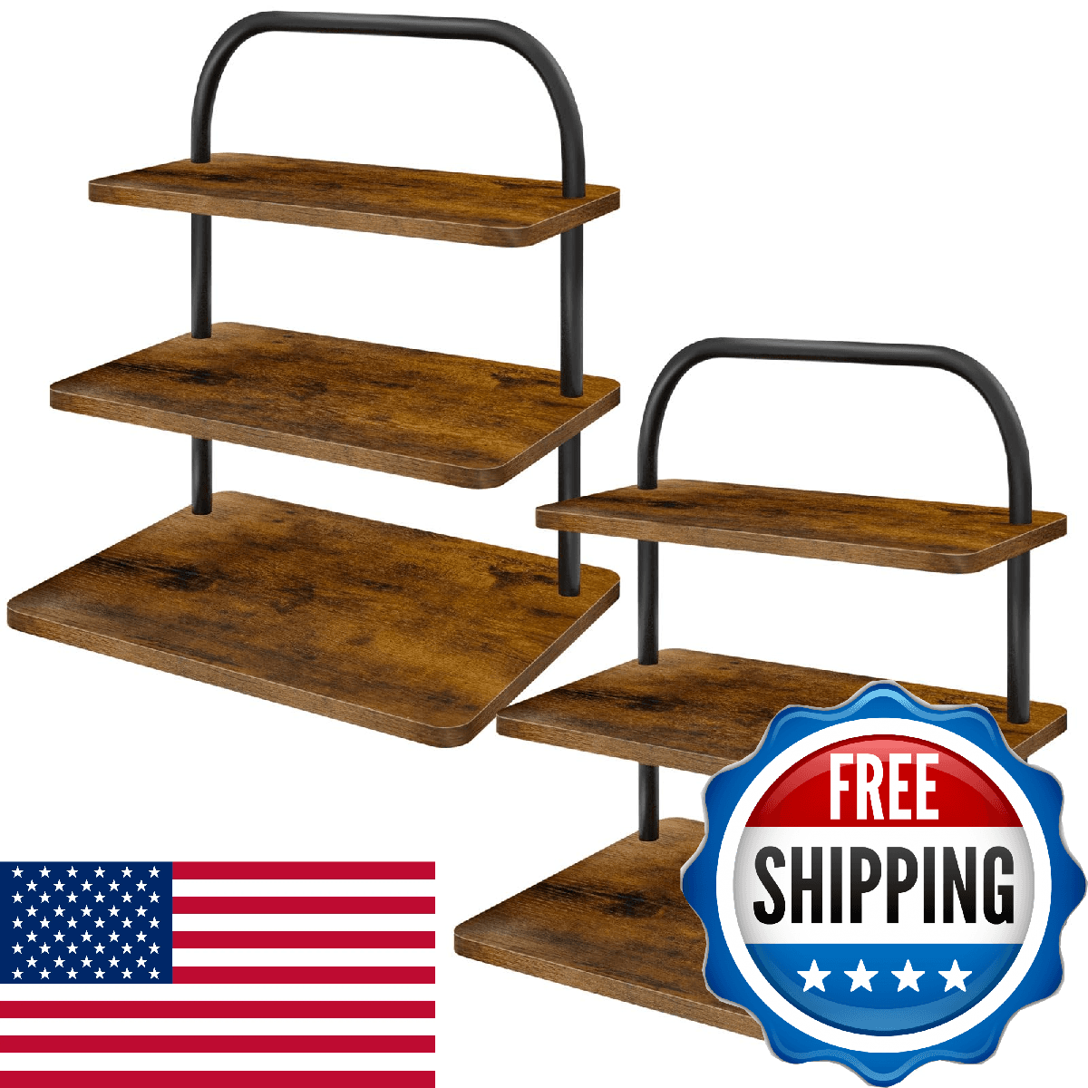Cupcake Stand for 50 Cupcakes, 2 PACK 3 Tier Wooden Metal Cupcake Stand Reusable - Image 1