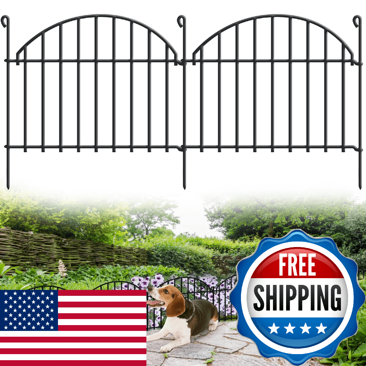 21.25ft x 20in Animal Barrier Fence 15 Panels Garden Fencing for Dogs Rabbit Rus - Image 1
