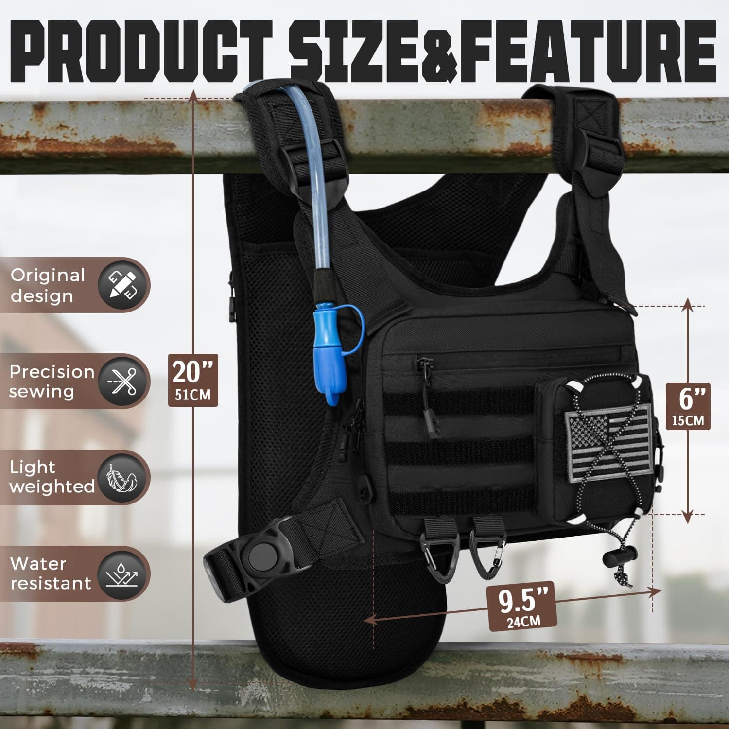 Hydration Vest with 2L Water Bladder for Men and Women, Lightweight Adjustable H - Thumbnail 2