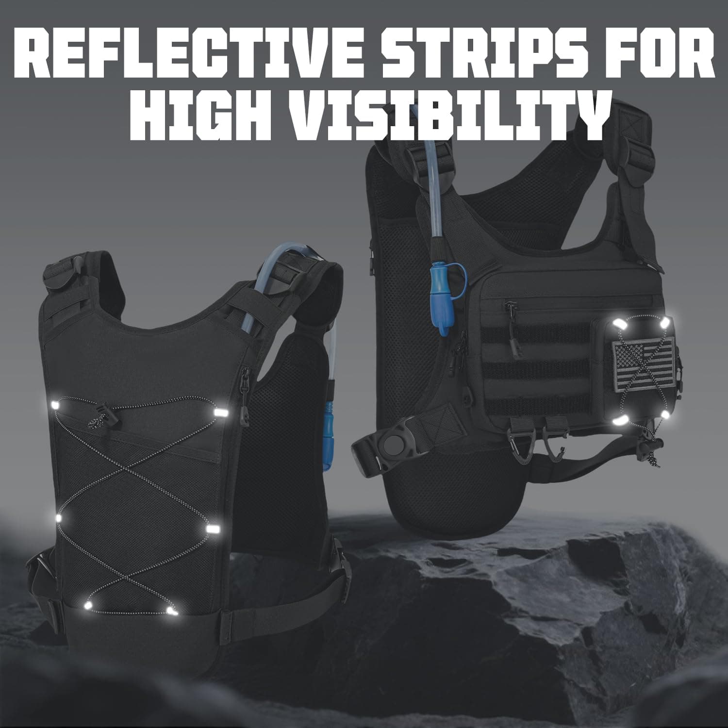 Hydration Vest with 2L Water Bladder for Men and Women, Lightweight Adjustable H - Thumbnail 4