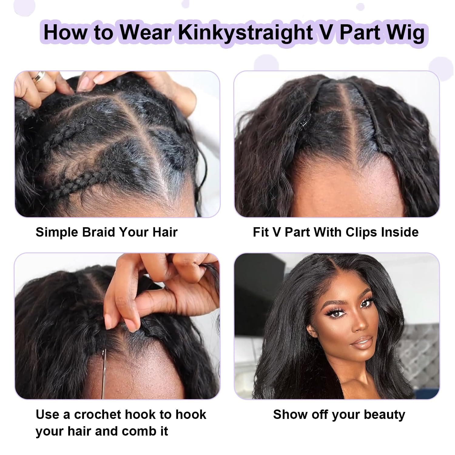 V Part Wigs Human Hair Kinky Straight Human Hair Wig Upgrade U Part Human Hair W - Thumbnail 5