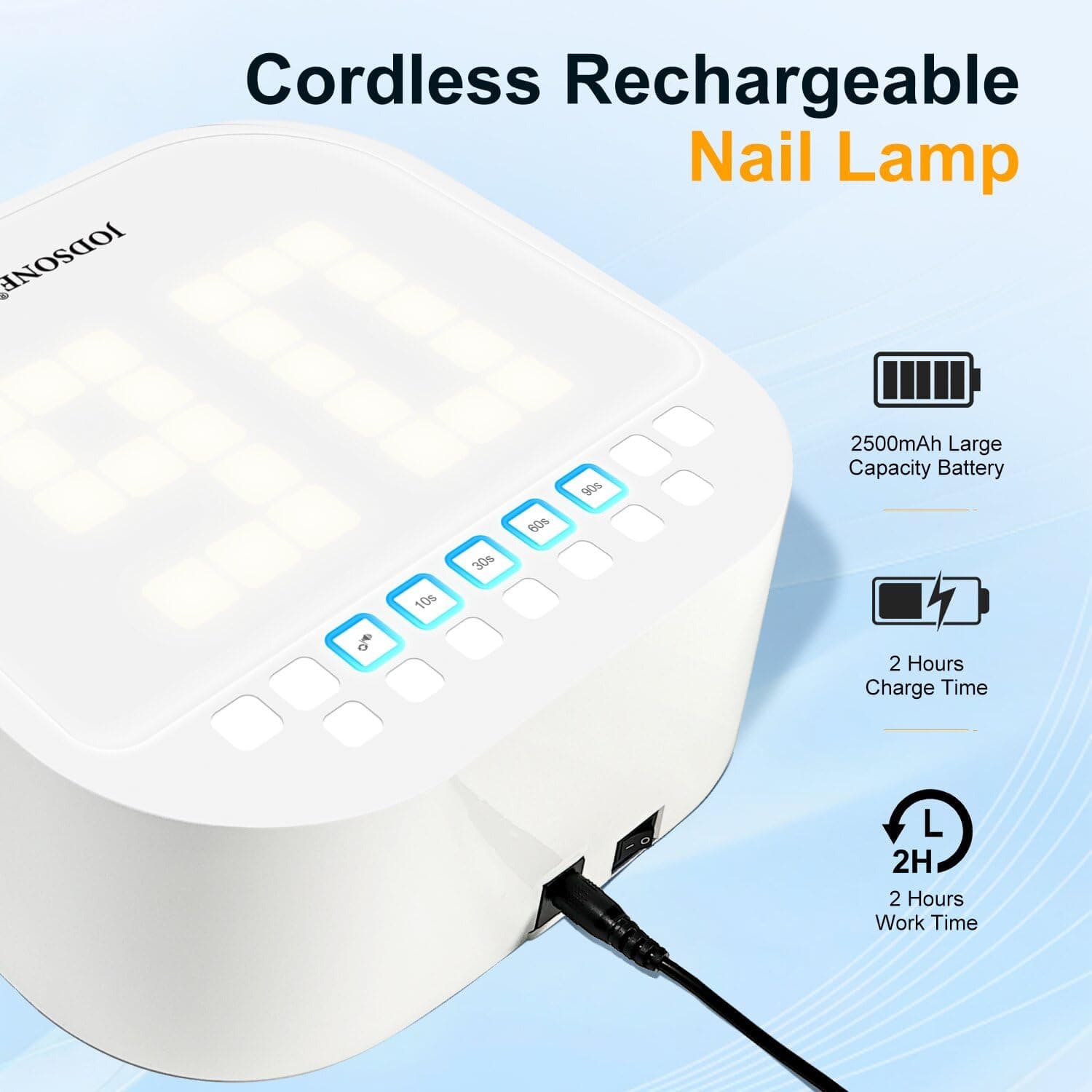 JODSONE Cordless Professional UV Nail Lamp with 4 Timed Digital Reversible Displ - Thumbnail 3
