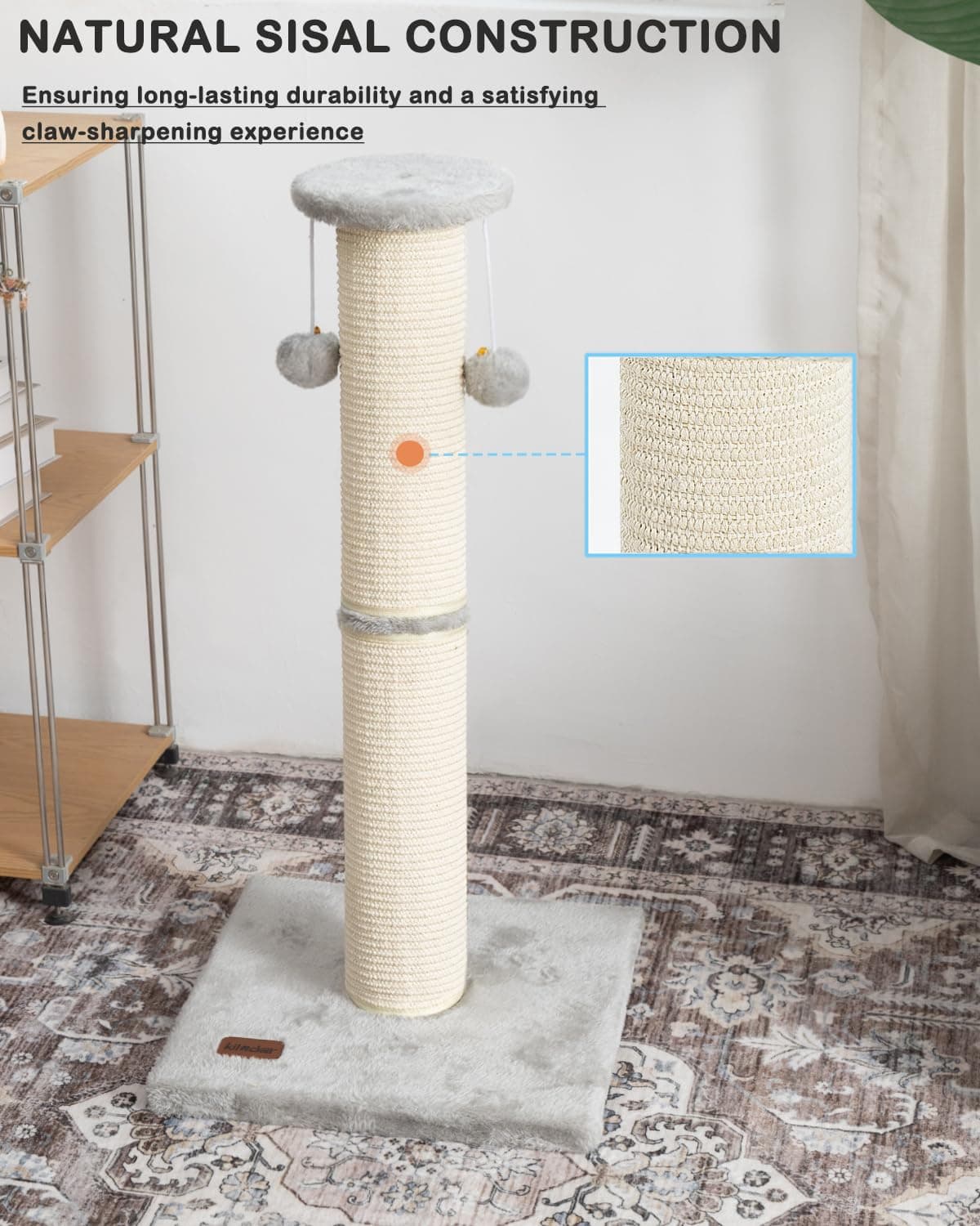 Kilodor Cat Scratching Post 34 Inches Large Sturdy Cat Post with Replaceable Sis - Thumbnail 5