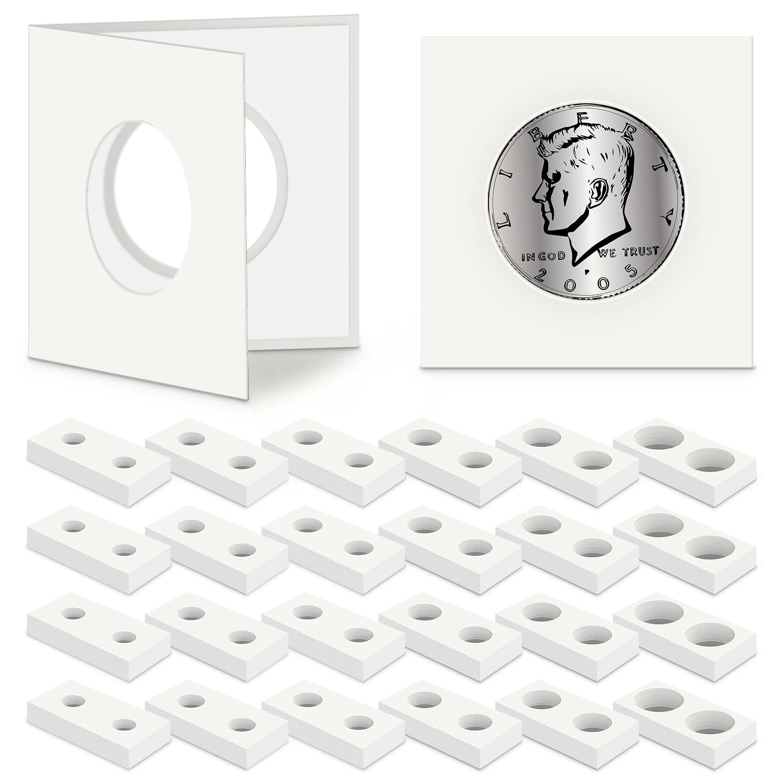 Outus 300 Self Adhesive Coin Holders Cardboard 2x2 Inches Collectors Supplies As - Image 1