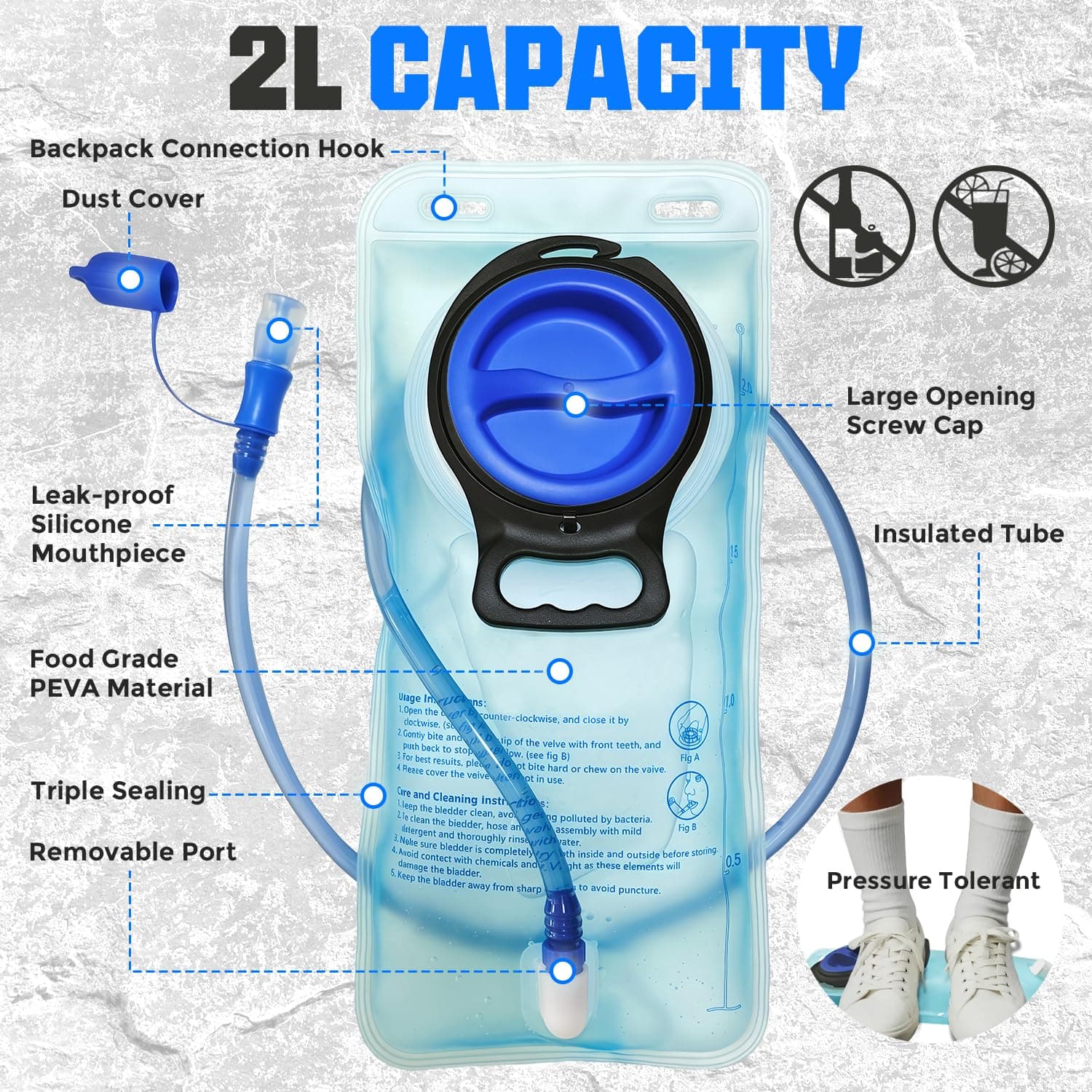 Hydration Vest with 2L Water Bladder for Men and Women, Lightweight Adjustable H - Thumbnail 5