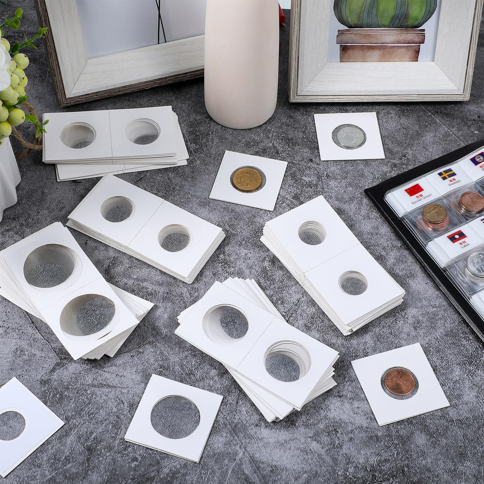 Outus 300 Self Adhesive Coin Holders Cardboard 2x2 Inches Collectors Supplies As - Thumbnail 7
