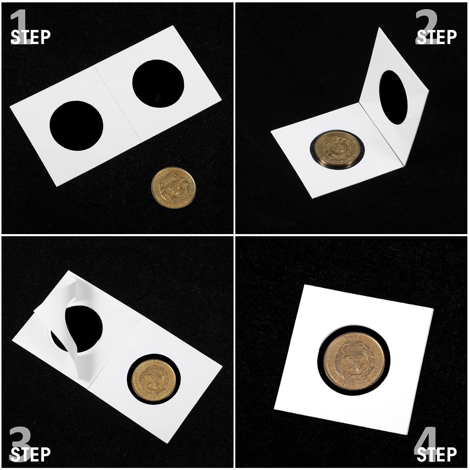 Outus 300 Self Adhesive Coin Holders Cardboard 2x2 Inches Collectors Supplies As - Thumbnail 3