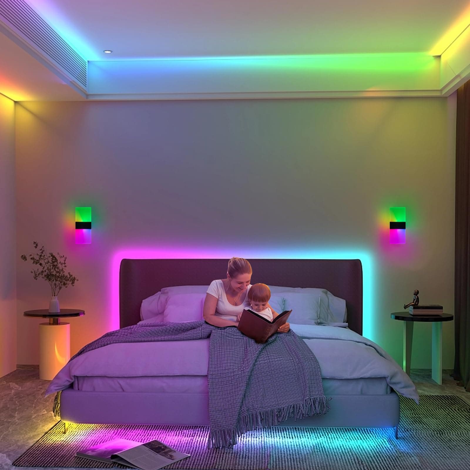 SURPALIG LED Wall Lights for Room Decor, Battery Operated Wall Sconce Set of 2, - Thumbnail 9